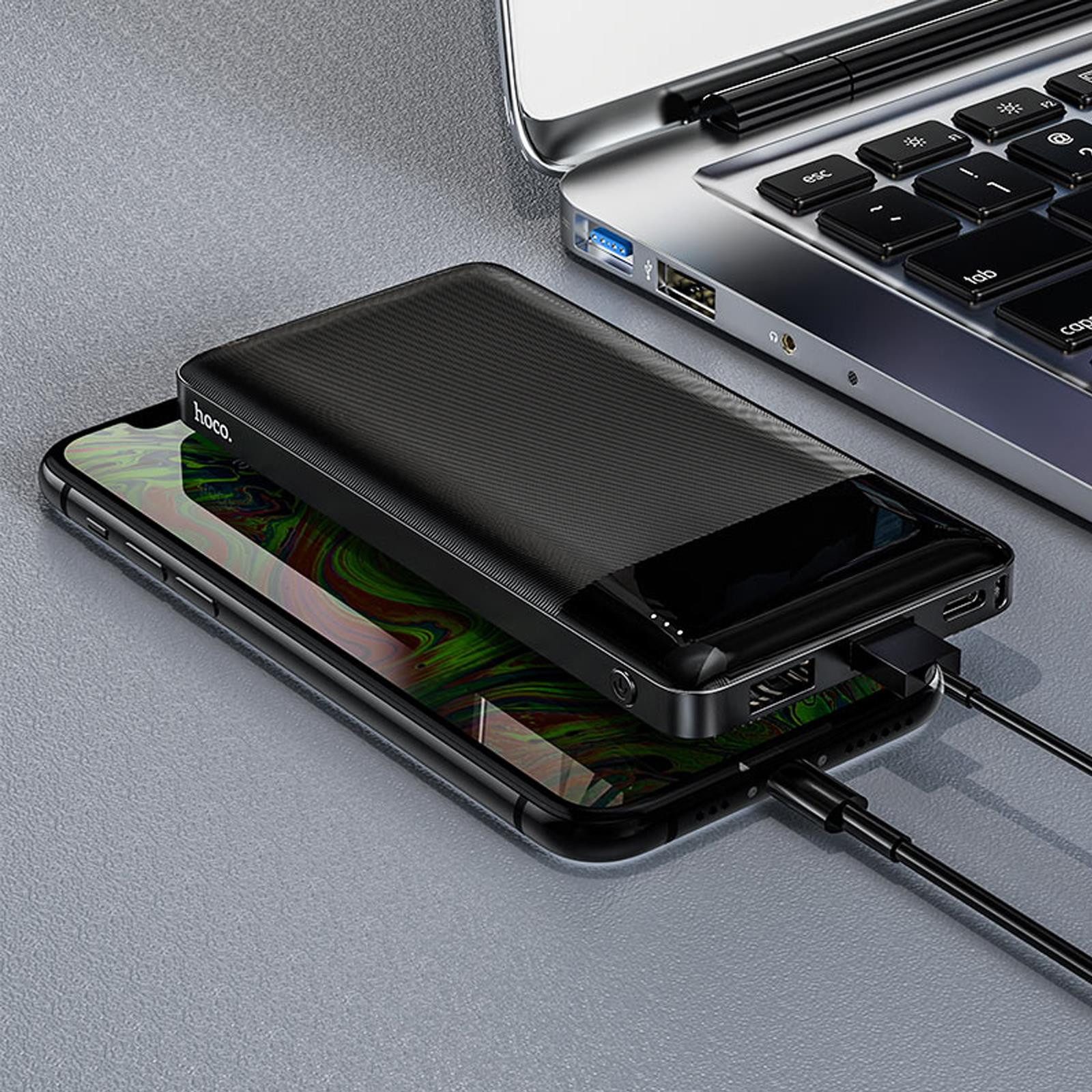 hoco. J72 Easy Travel Powerbank mit 2x USB A Ladebuchse 10000 mAh (5 V), LED Akkustandsanzeige Laden von 2 Geräten gleichzeitig