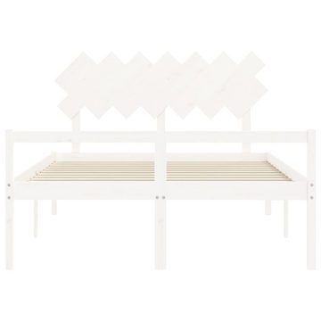 furnicato Bett Seniorenbett mit Kopfteil Weiß Kingsize Massivholz