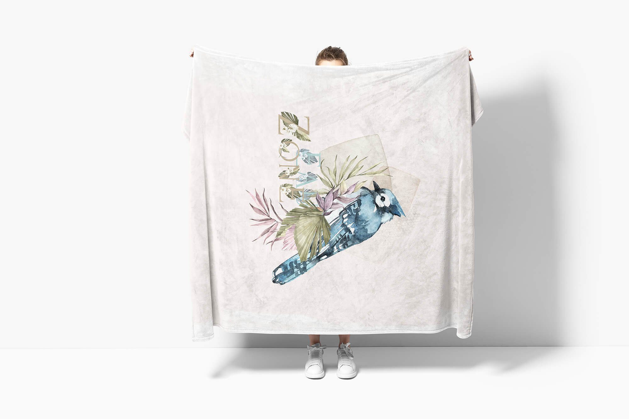 Motiv Saunatuch Schön kleiner Strandhandtuch Art Handtuch Handtuch (1-St), Kuscheldecke Handtücher Vogel Sinus Wasserfarben Baumwolle-Polyester-Mix Kunstvoll,