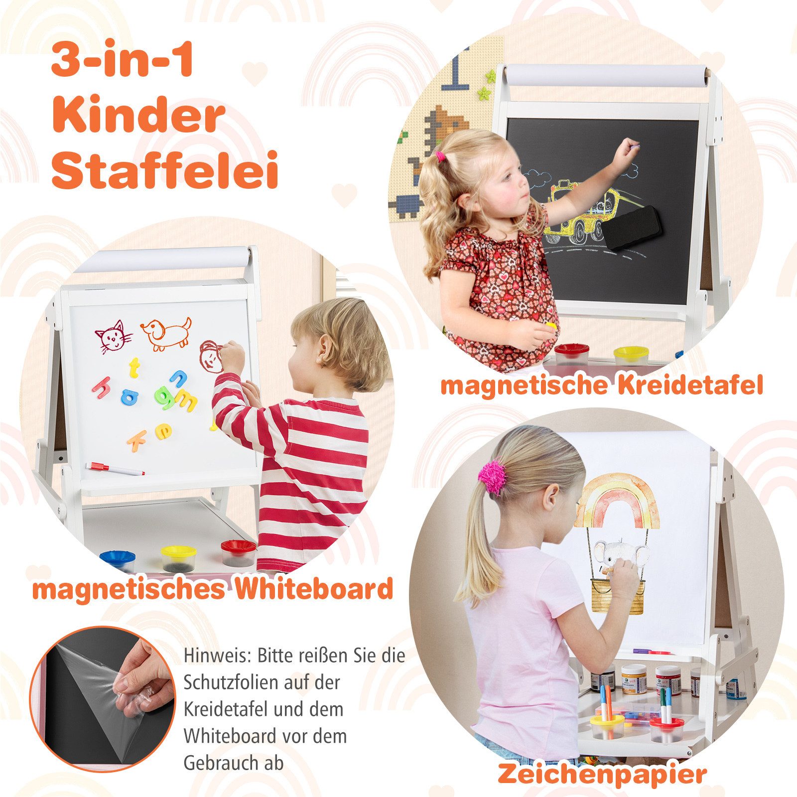 COSTWAY Standtafel, 3 in 1 Kinder günstig online kaufen