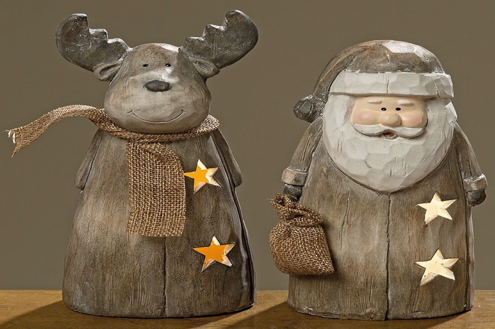 BOLTZE GRUPPE GmbH LED Dekofigur LED Dekofigur Elch/Santa Weihnachtsmann H.20cm Terrakotta braun