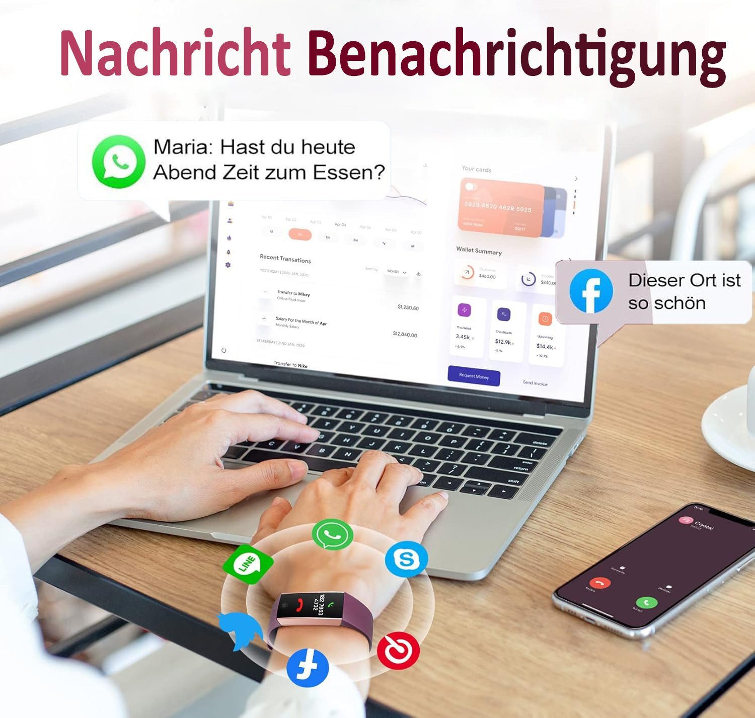 Toomoke Fitness Tracker Uhr mit Anruffunktion für Damen Herren Smartwatch Smartwatch (1.1" AMOLED-Display Zoll) 5 ATM IP68 Wasserdicht Fitness Tracker mit Schrittzähler Pulsuhr Blutdruck Messgerät für Android iOS, Geschenk für Familie und Freunde, Schlaf-Monitor, Activity Tracker, SpO2, Kalorien-Tracker,Schrittzähler