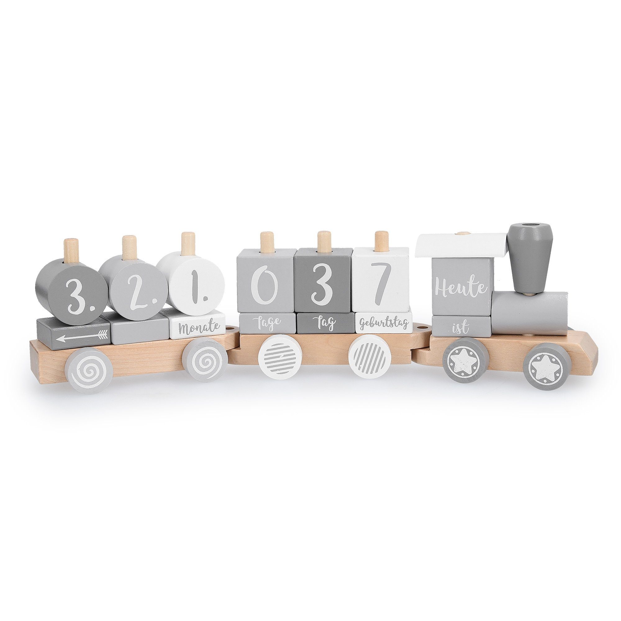 Navaris Spielzeugeisenbahn-Lokomotive, Holz Eisenbahn Holzzug für Kinder,  Zug mit Buchstaben Zahlen