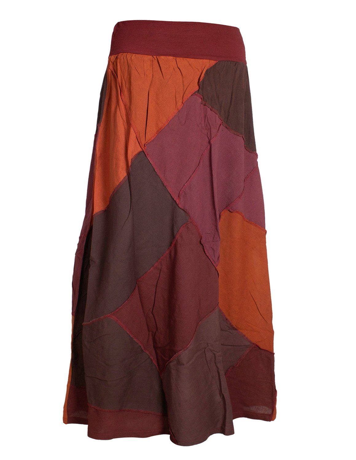 Vishes Maxirock Langer weiter Patchwork-Rock handgewebte Baumwolle Hippie, Goa, Festival Style