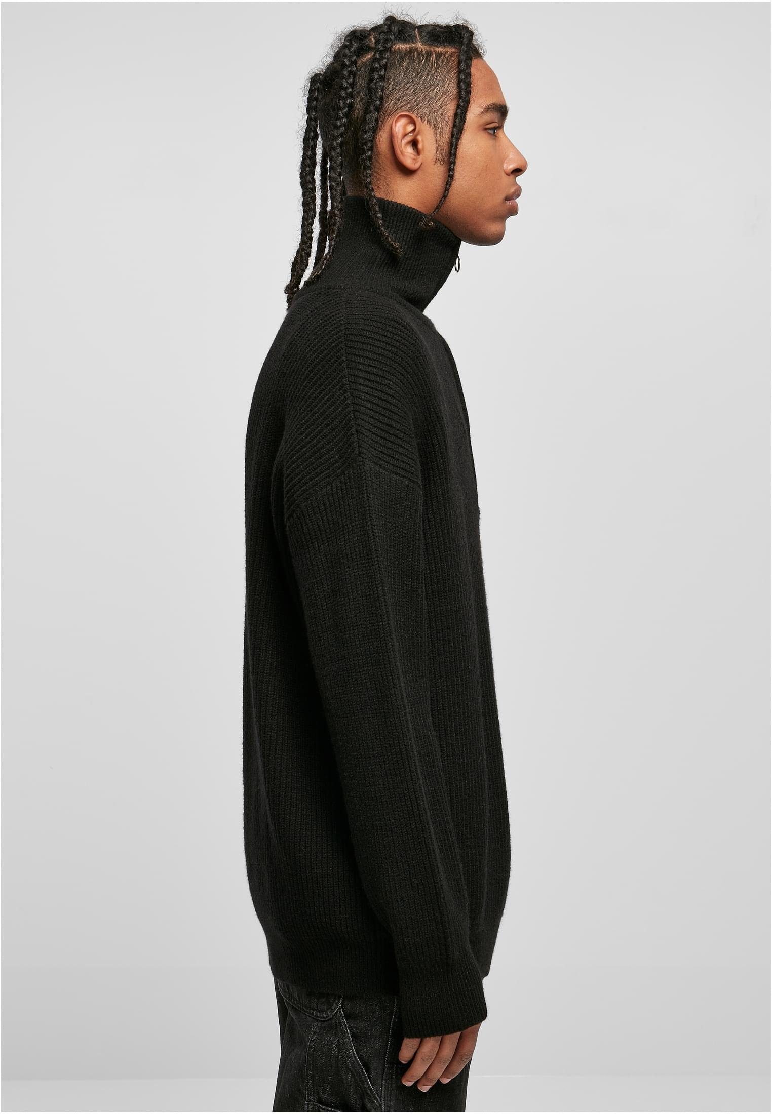 Sweater black Knitted Herren Troyer (1-tlg) Oversized URBAN CLASSICS