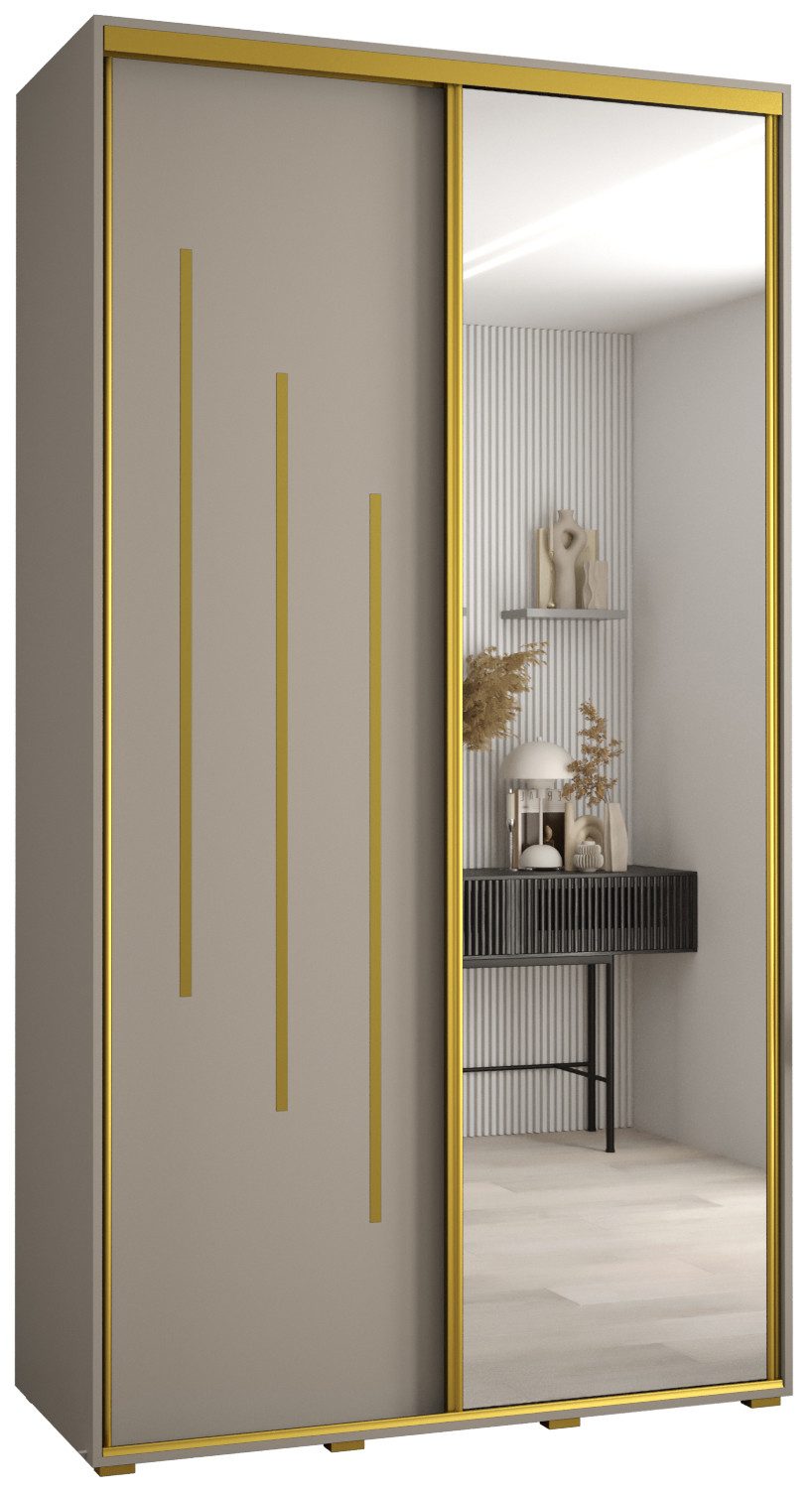 ABIKS MÖBEL Schwebetürenschrank Dakota 9 Schlafzimmerschrank mit Spiegel, Kleiderstange und Regalen
