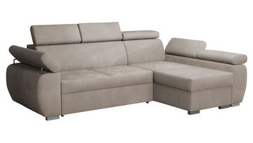 MIRJAN24 Ecksofa Boston Mini, mit Bettkasten und Schlaffunktion, Polsterecke mit Einstellbare Kopfstützen, L-Sofa