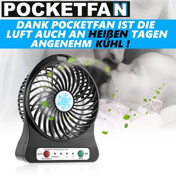 MAVURA Tischventilator POCKETFAN Mini Ventilator Akku Tischventilator Ventilator USB leise, Computer Notebook Laptop USB Lüfter Miniventilator