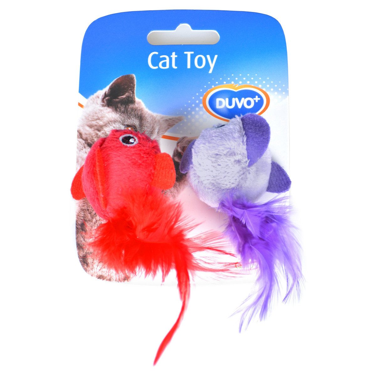 DUVO+ Tierkuscheltier Katzenspielzeug Vögel mit Federn rot/violett