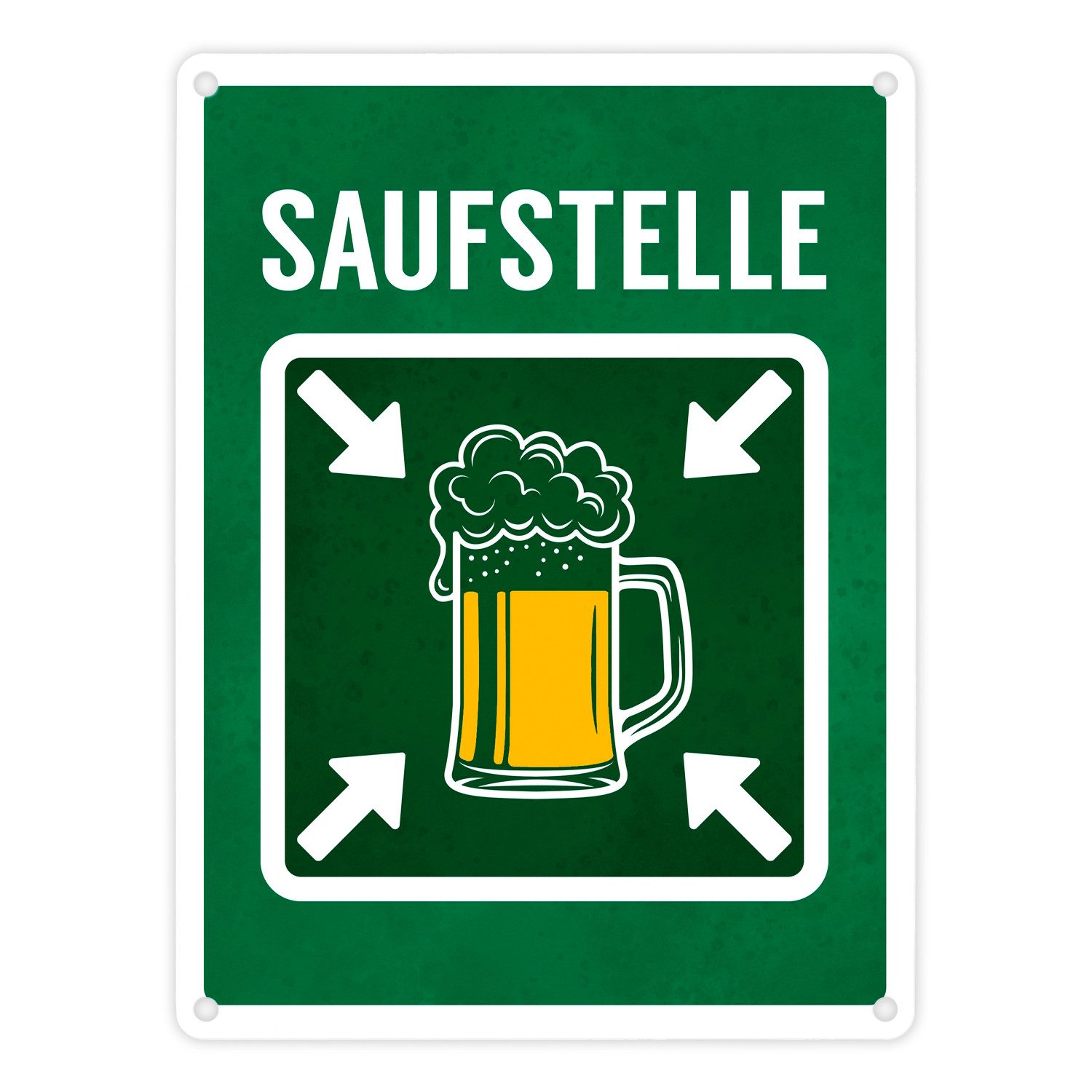 Metallschild Saufstelle Metallschild mit Bier Motiv Party Feier Alkohol trinken
