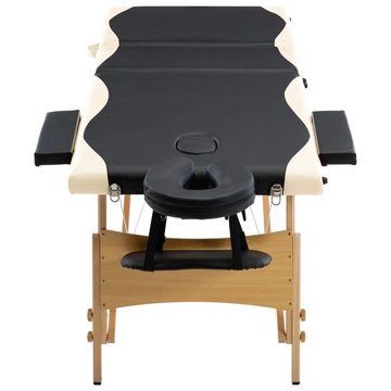 vidaXL Massageliege Massageliege Klappbar 3-Zonen mit Holzgestell Schwarz und Beige