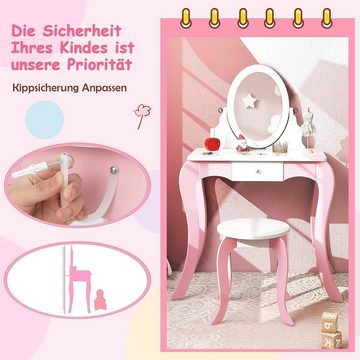 KOMFOTTEU Schminktisch mit Hocker (Set), mit abnehmbarem & 360°drehbarem Spiegel