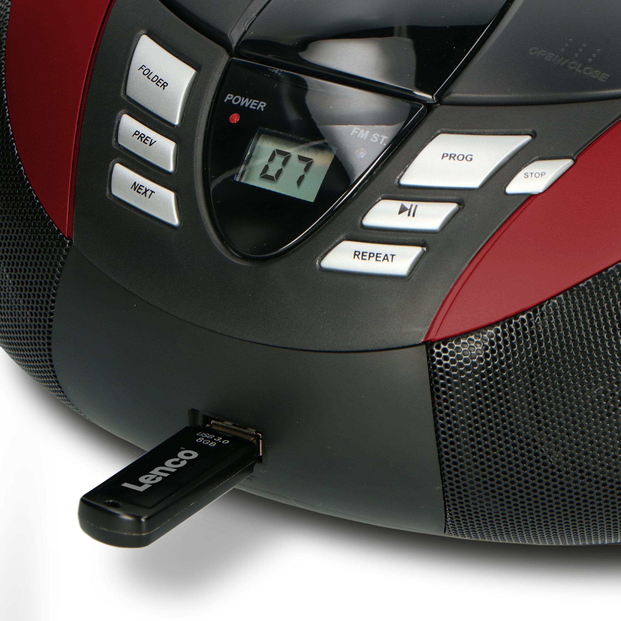 SCD-37 Red USB (FM) CD-Radiorecorder Lenco Rot-Schwarz