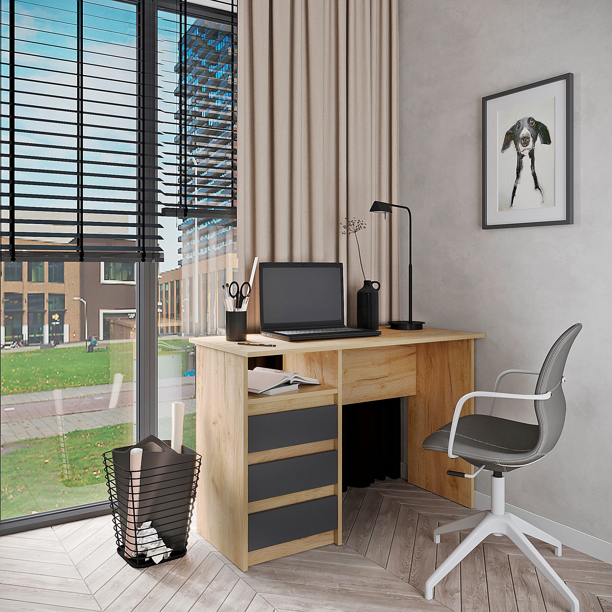 KOMTO Schreibtisch Oslo 110 Schreibtisch mit Schubladen Bürotisch Computert günstig online kaufen