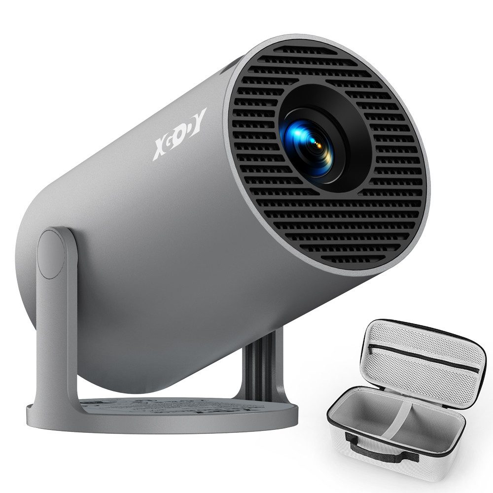 XGODY XGODY Tragbarer Projektor Mini-Beamer (12000 lm, 1500:1, 3840 x 2160 px, Mini Projektor mit Android 14/WiFi 6/BT 5.4/ 180-Grad- Winkel)