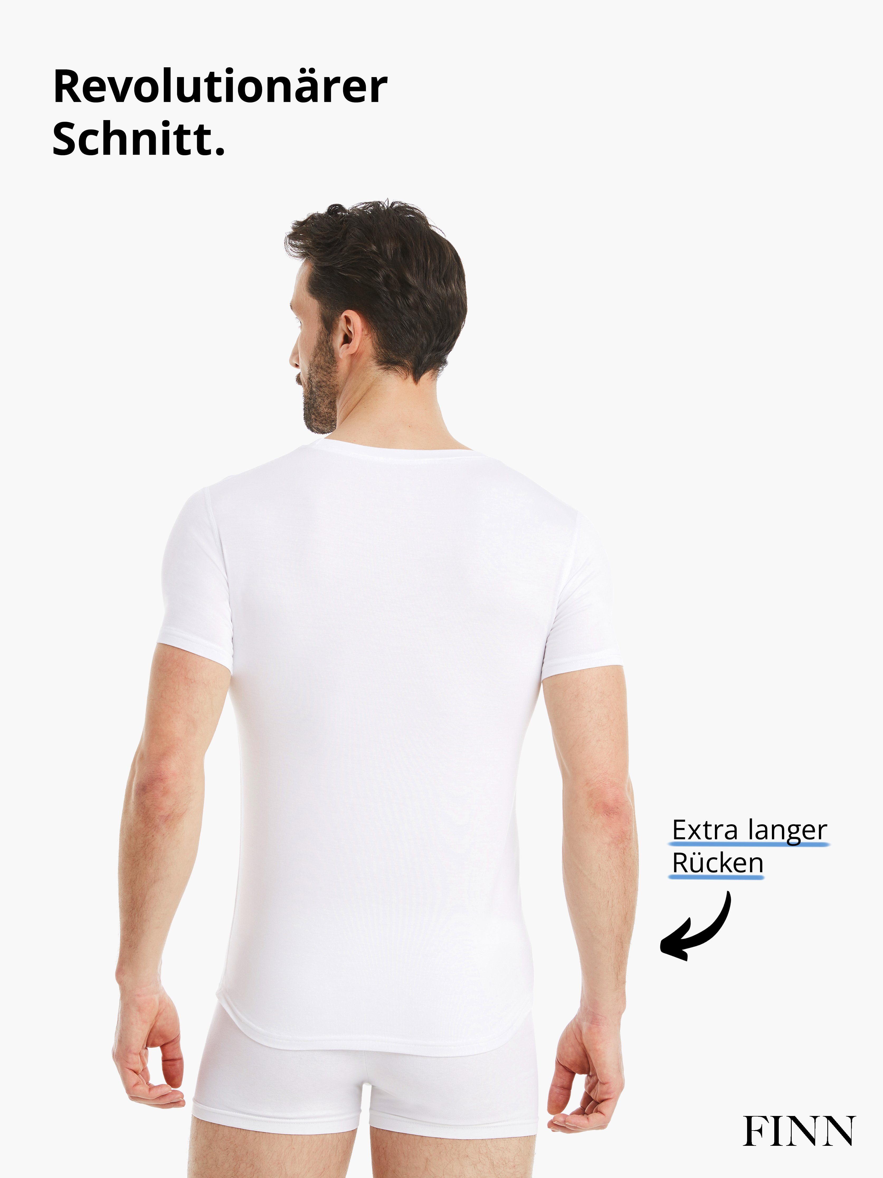 Rundhals FINN mit Unterhemd Tragekomfort Design Kurzarm Stoff, Herren feiner Unterhemd Business Weiß maximaler Micro-Modal