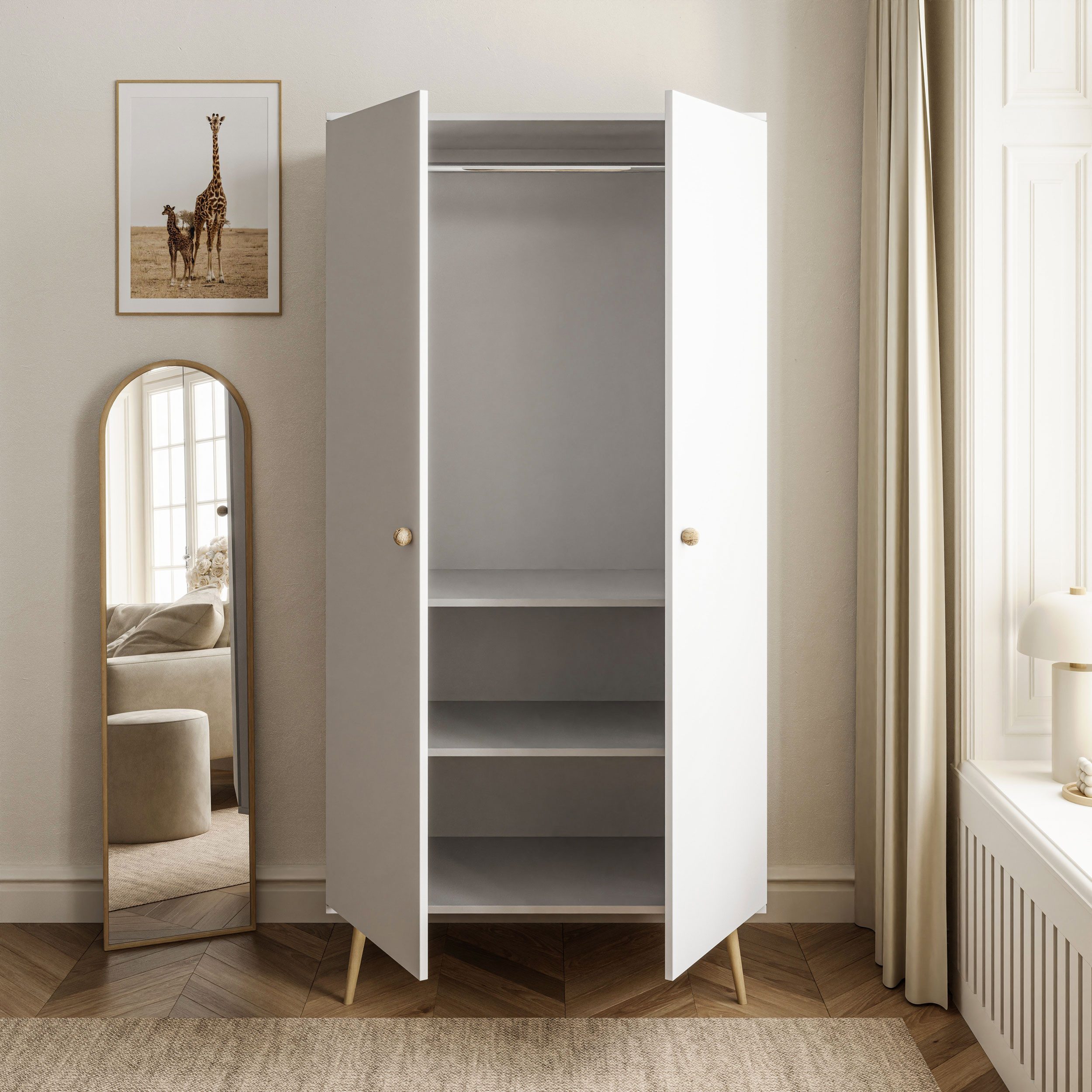 Lookway Kleiderschrank HARMONY zweitüriger Schrank mit Kleiderstange