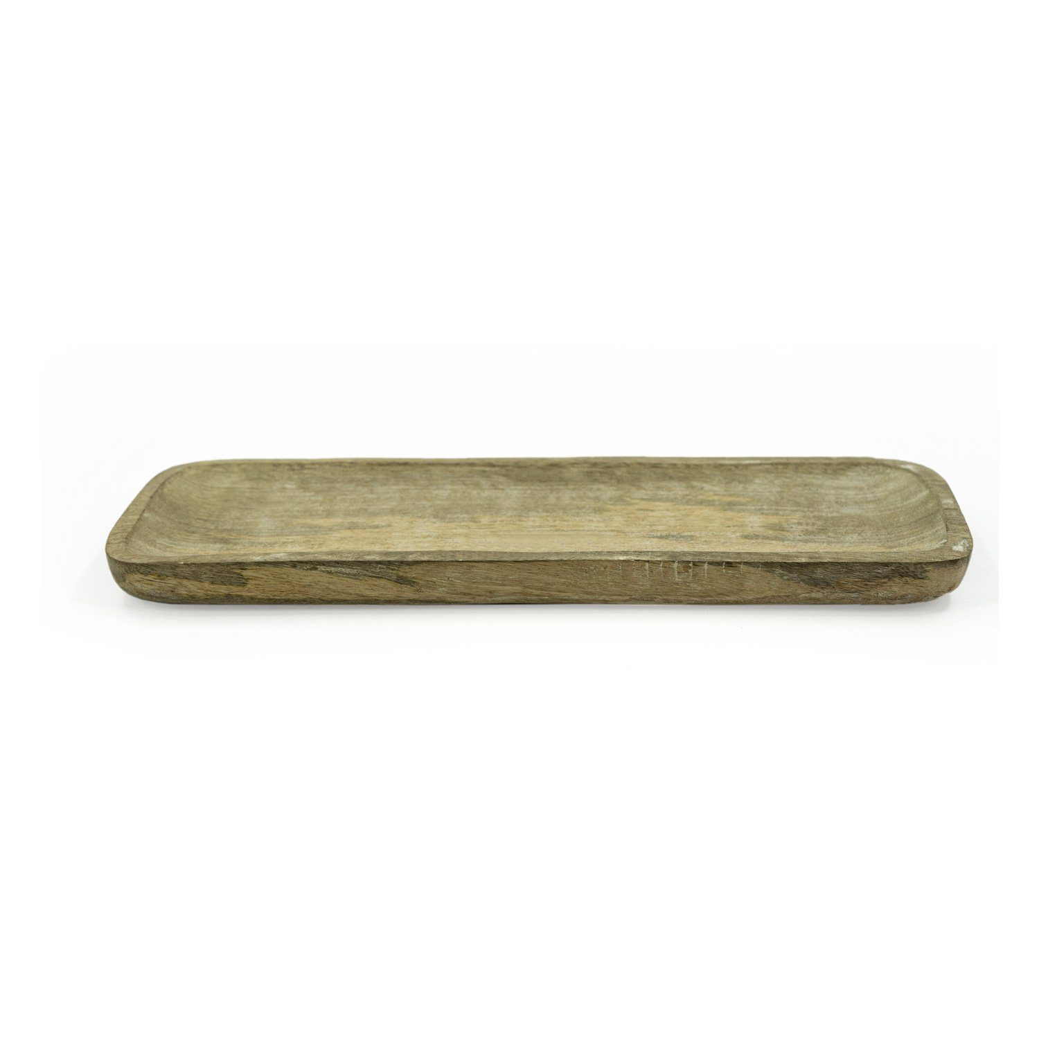 MARELIDA Dekotablett Tablett Dekotablett Dekoschale rechteckig Mangoholz L: 38cm natur weiß