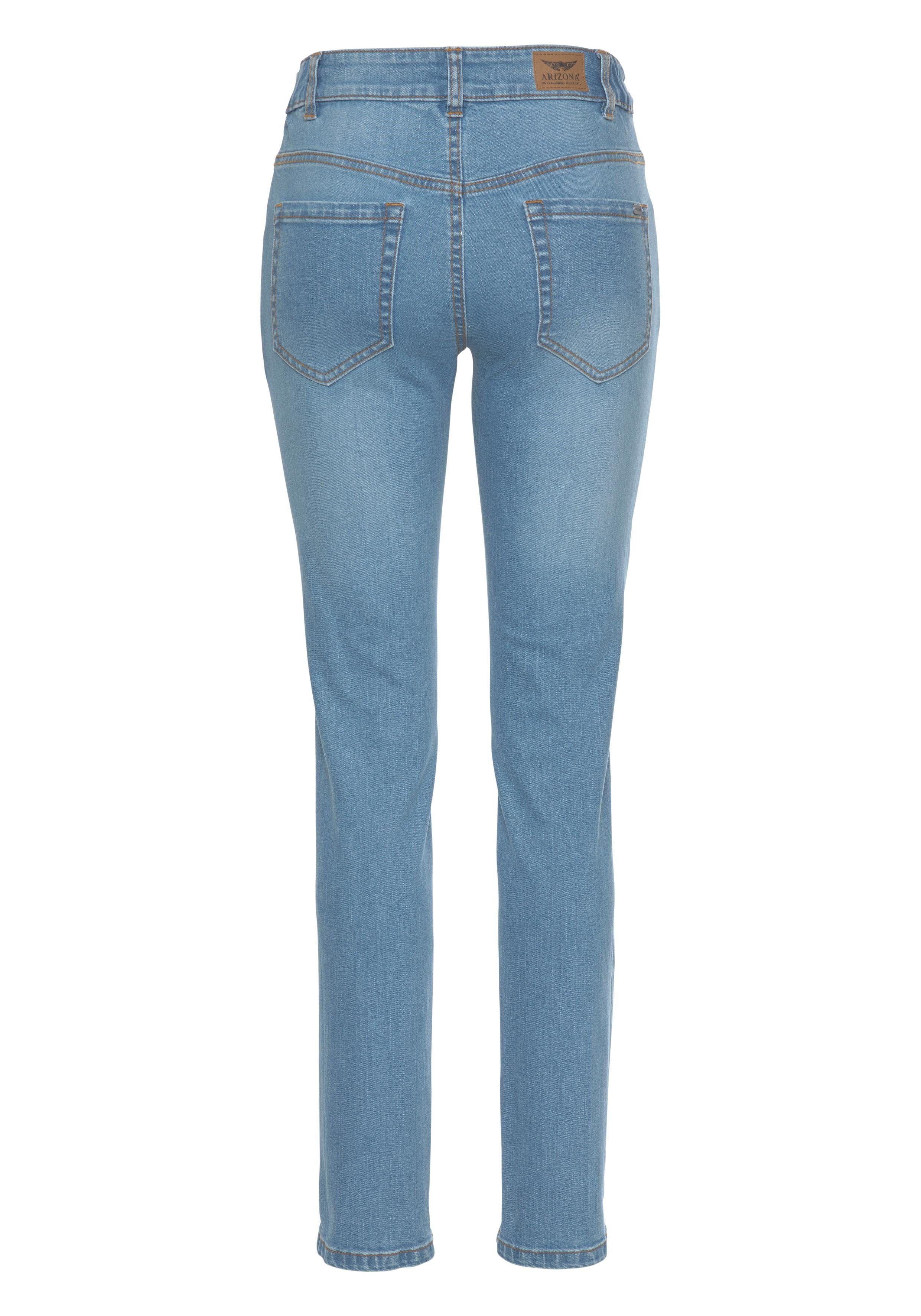 bleached seitlichem Slim-fit-Jeans Waist High Arizona Gummizugeinsatz Bund mit