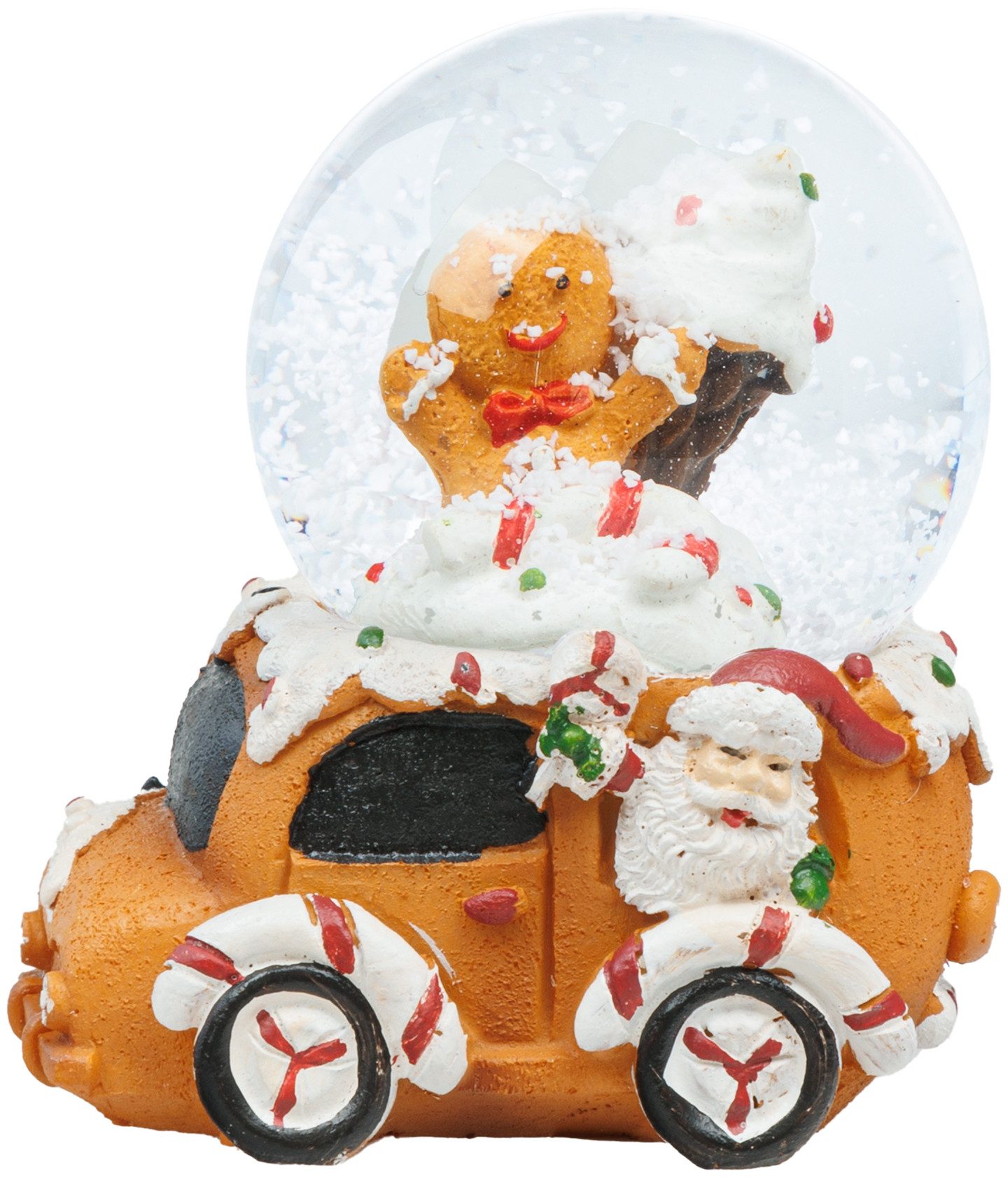 SIKORA Schneekugel SK39 Kleine Glas Schneekugel für Kinder Lebkuchen Auto D:45mm, Besondere Winterdeko – das perfekte Geschenk für Familie & Freunde