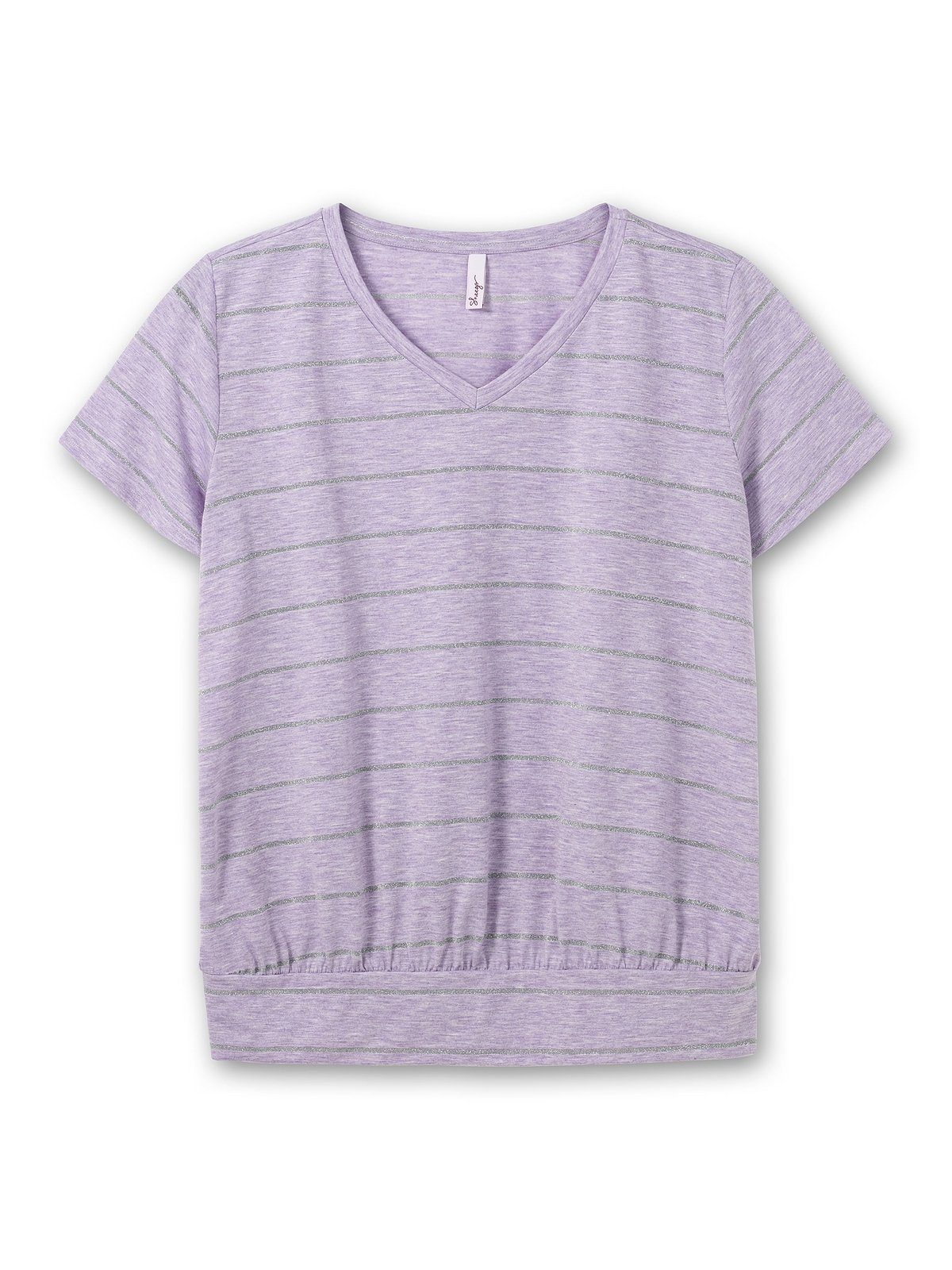 Sheego T-Shirt Große Größen mit meliert Flügelärmeln und hellflieder Glitzergarn