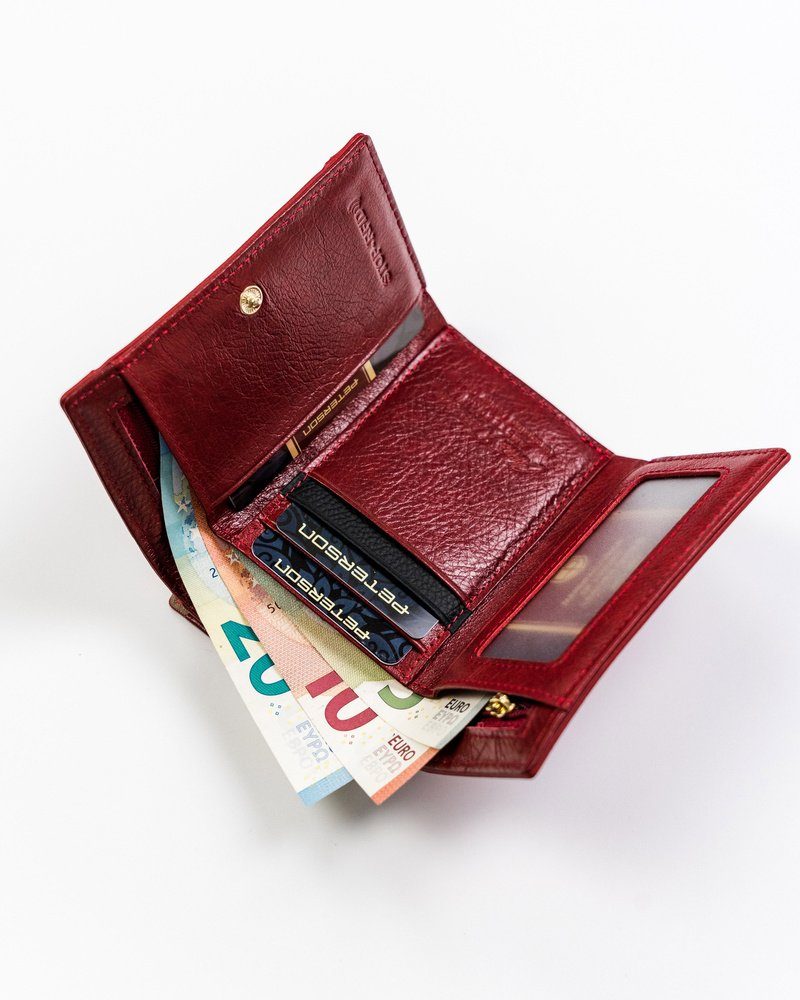 erfüllt. Erwartungen RFID Echtleder Ihre kleine PETERSONⓇ Schutz, die Geldbörse Damengeldbörse Rot/Schwarz Brieftasche, Elegante