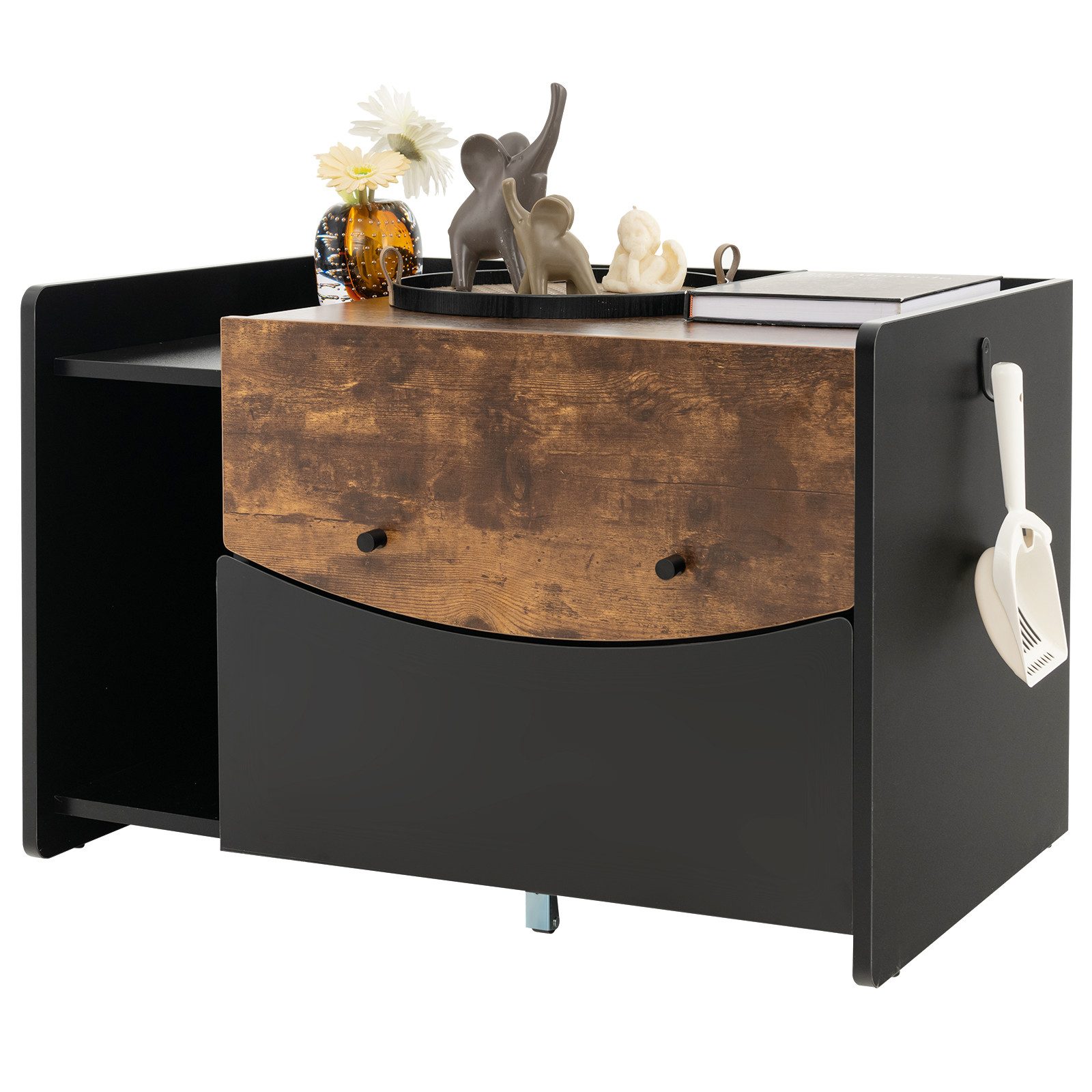 COSTWAY Tierhaus, Katzenhaus, Katzenklo, mit ausziehbarer Schublade & Klapp günstig online kaufen