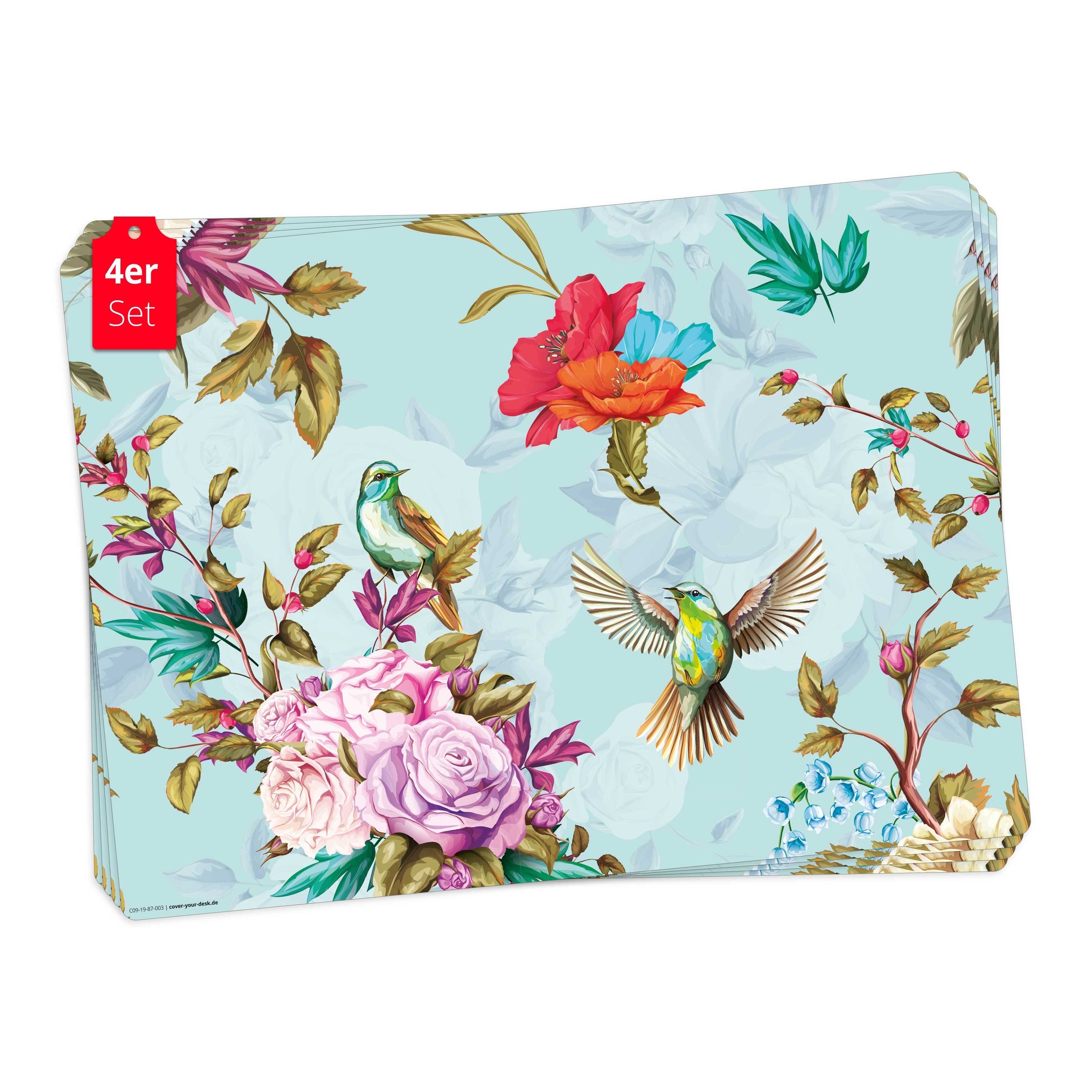 Platzset Tischset, Platzset abwaschbar - Buntes Vogelparadies