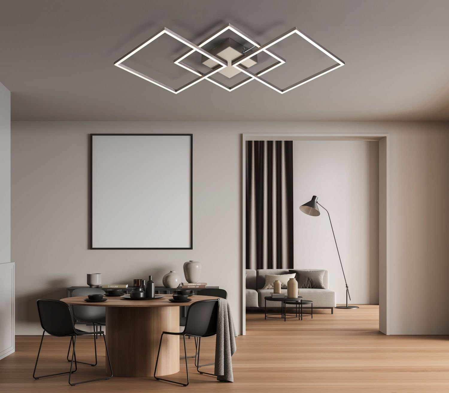 IMPTS Deckenleuchte LED Deckenlampe Mit Fernbedienung, Dimmbar, Warmweiß, Neutralweiß, Kaltweiß, Matt-nickel, für Wohnzimmer Schlafzimmer Küche