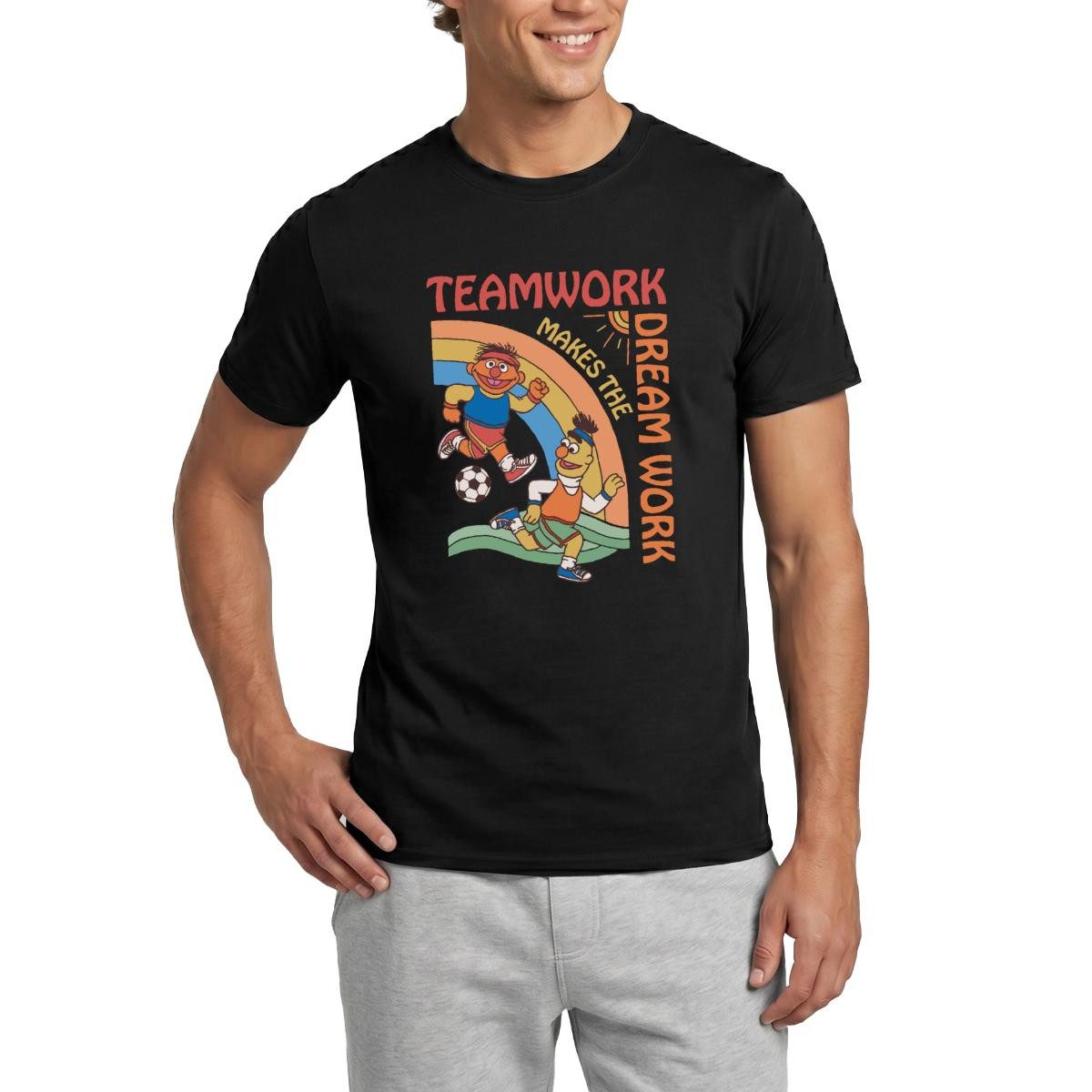 Spreadshirt T-Shirt Sesamstraße Teamwork Makes The Dream Work Männer T-Shirt (1-tlg)
