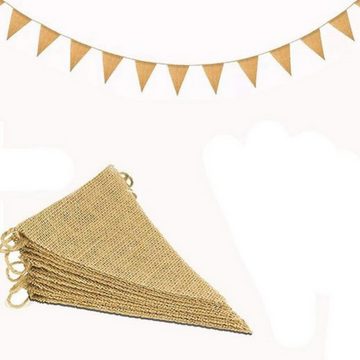 Fivejoy Wimpelkette 3 Stück Wimpelkette Wimpel Girlande Vintage Jute Bunting Banner, Wimpelkette