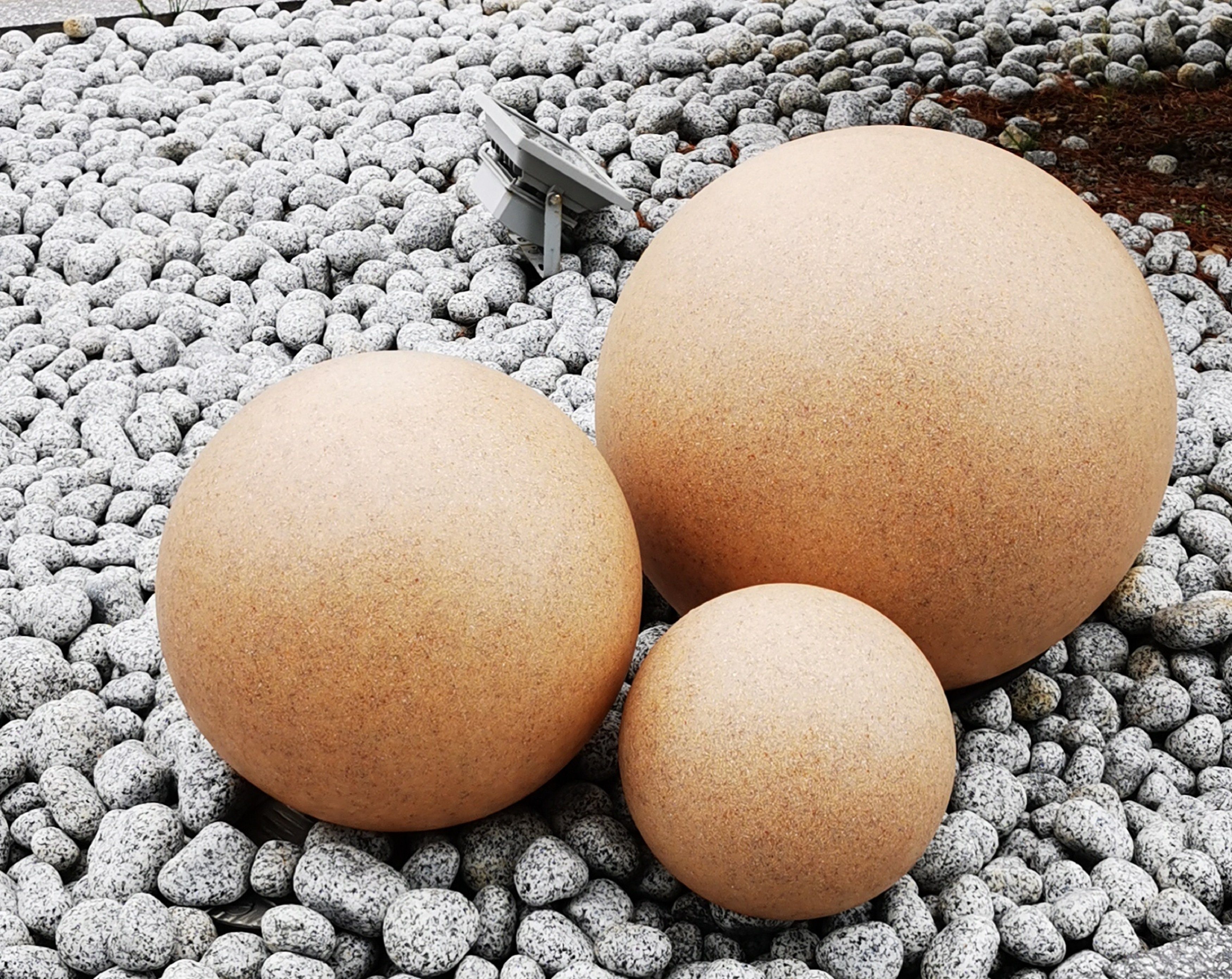 TRANGO Gartenleuchte, *SANDSTONE* 3er Set Kugellampe, günstig online kaufen