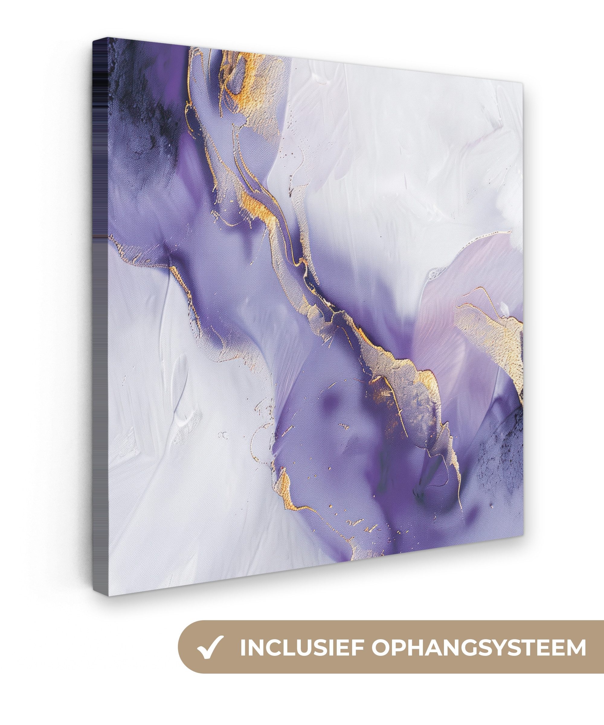 OneMillionCanvasses® Leinwandbild Lila - Modern - Marmor - Abstrakt, Fotodruck (1 St), Wandbild, Deko Schlafzimmer Wohnzimmer Flur 20x20 cm