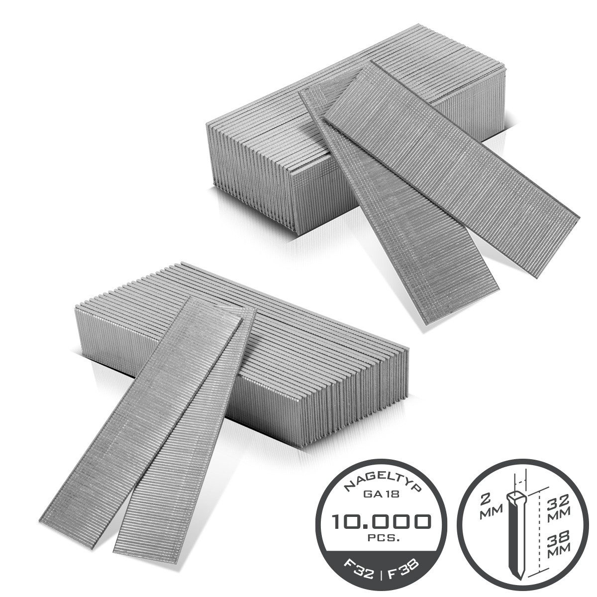 STAHLWERK Heftklammer Heftklammern TYP 90 18GA 32 mm und 38 mm 10.000 Stück Tackerklammern, hochwertig Verarbeitet