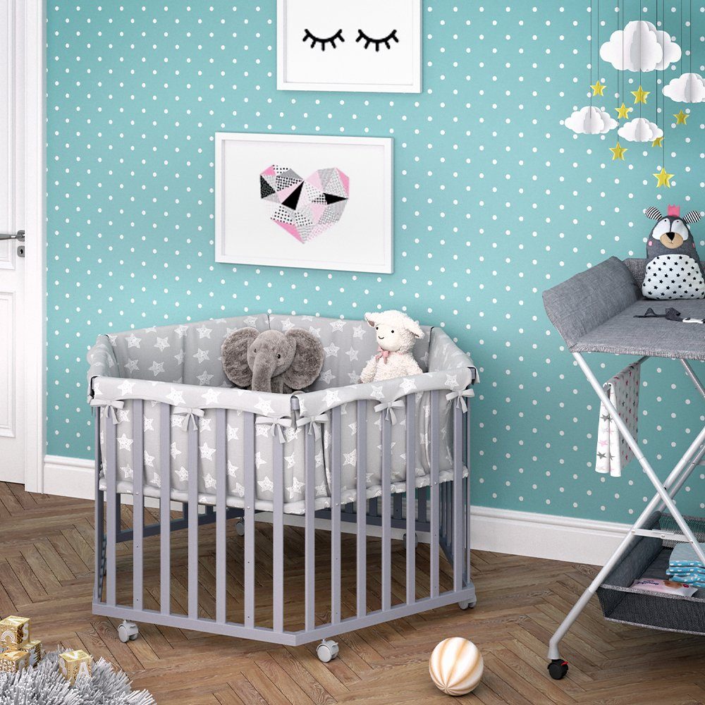 VitaliSpa® Детские манежи Estrella, Grau, 128 x 110 cm 6 Ecken