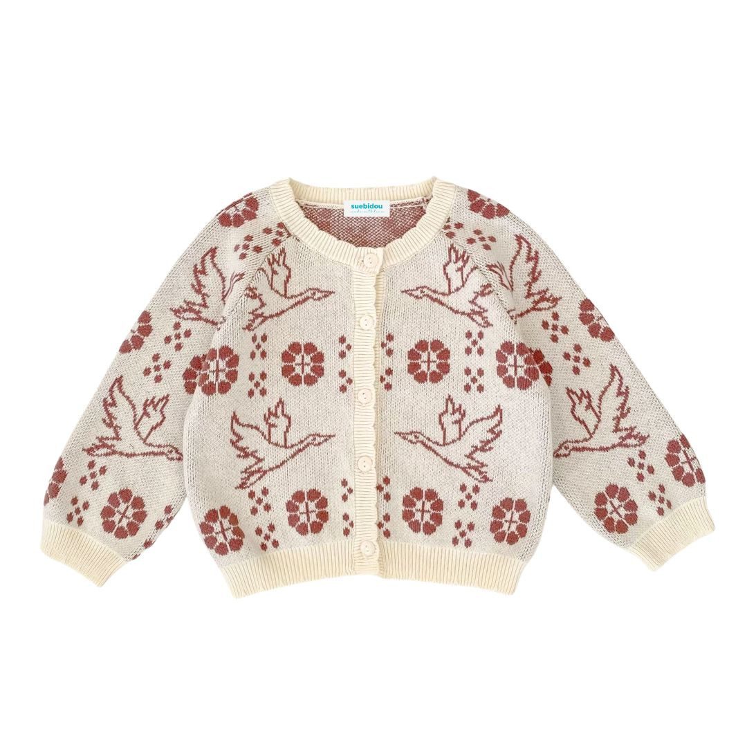 Strickjacke Süße Strickjacke mit Allover Muster aus Baumwolle
