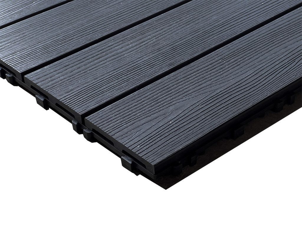 Outgarden Terrassenplatte WPC-Fliese Holzoptik Anthrazit, WPC 40x40, Anthrazit