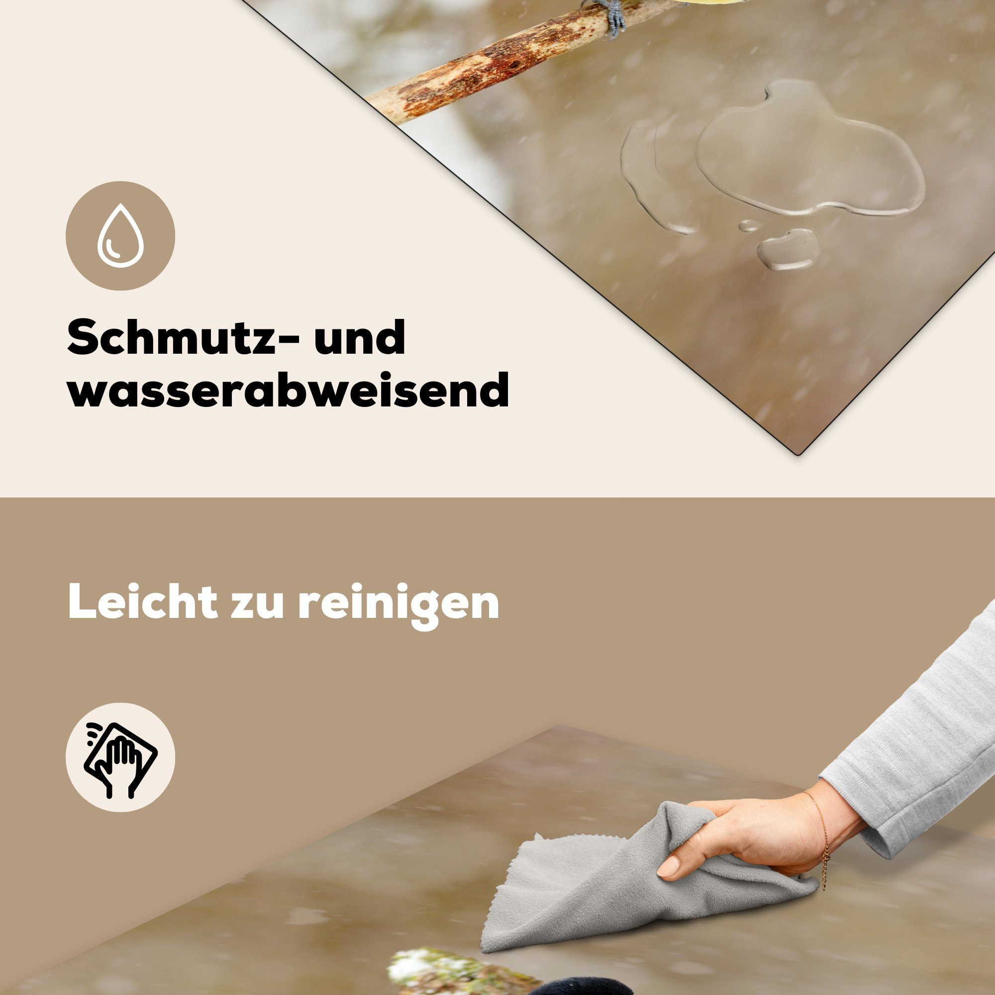 cm, Meise Ceranfeldabdeckung, Große küche für Herdblende-/Abdeckplatte Vinyl, MuchoWow Schnee, tlg), im Arbeitsplatte 78x78 (1