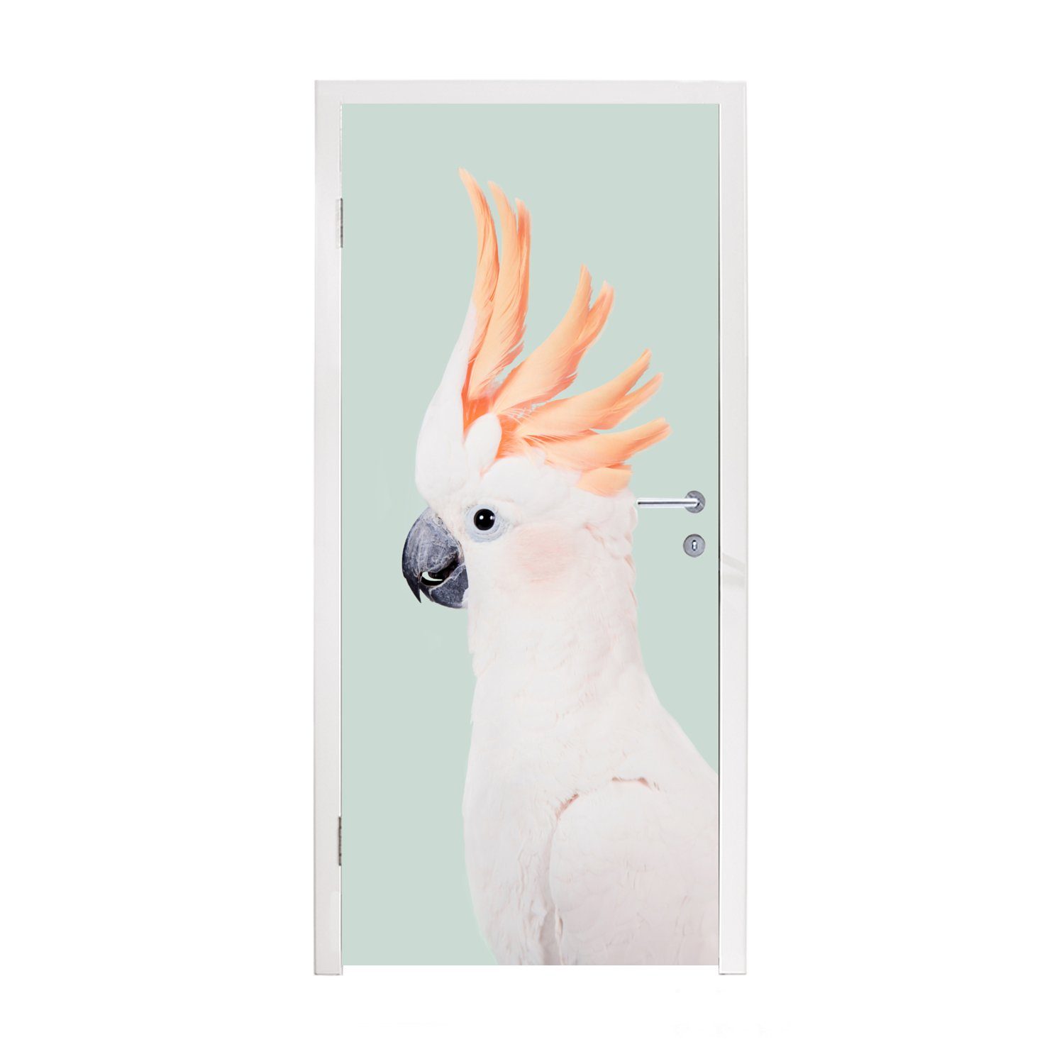 MuchoWow Türtapete Kakadu - Tiere - Natur - Weiß, Matt, bedruckt, (1 St), Fototapete für Tür, Türaufkleber, 75x205 cm