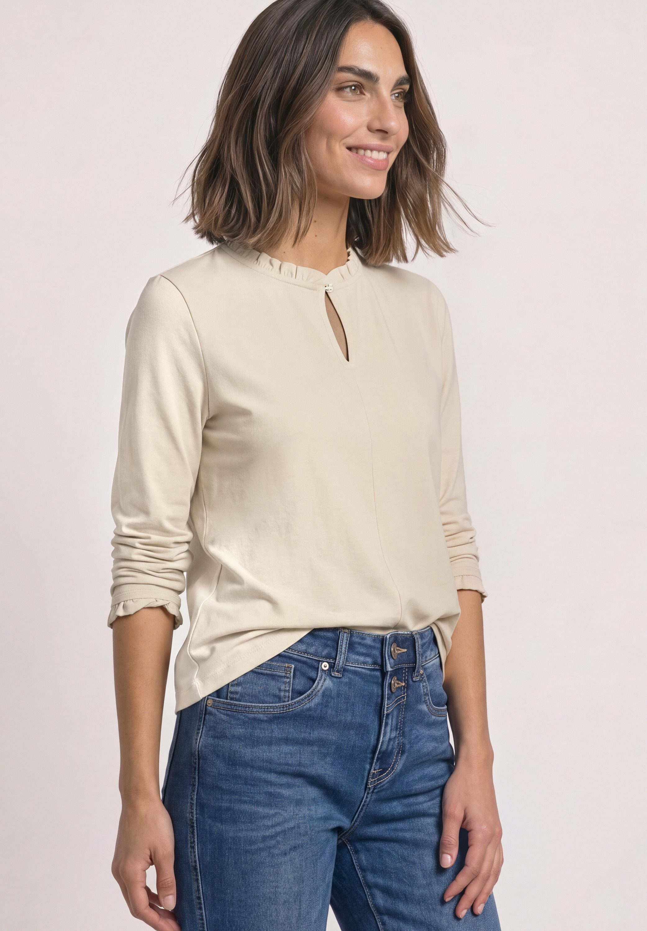 STREET ONE Langarmshirt mit Rüschendetails