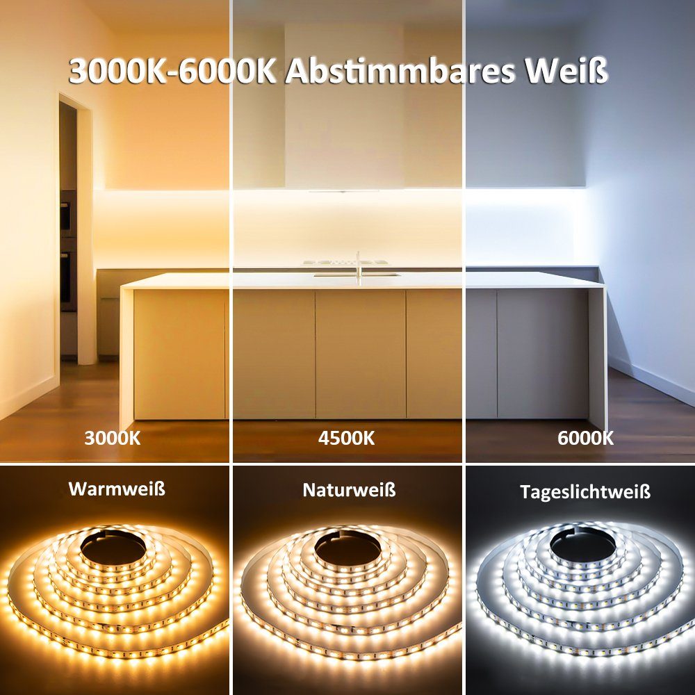 Novostella LED Stripe LED Stripe Leiste Streifen Licht Band Leuchte Lichterkette 6m / 12m, 6M/12M LED Streifen Dimmbar Warmweiß Kaltweiß Lichtband Lichterkette