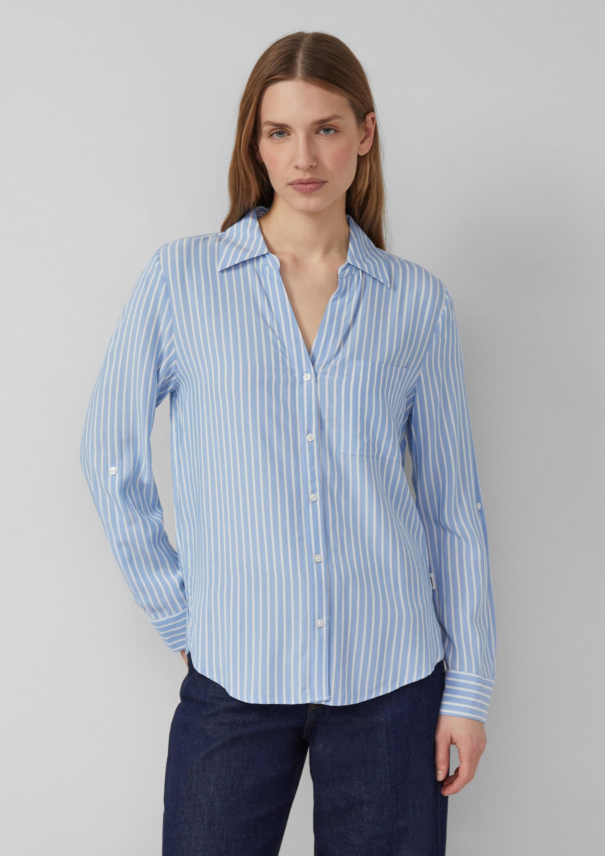 s.Oliver Langarmbluse Bluse Fließende Viskose-Bluse mit Turn-up