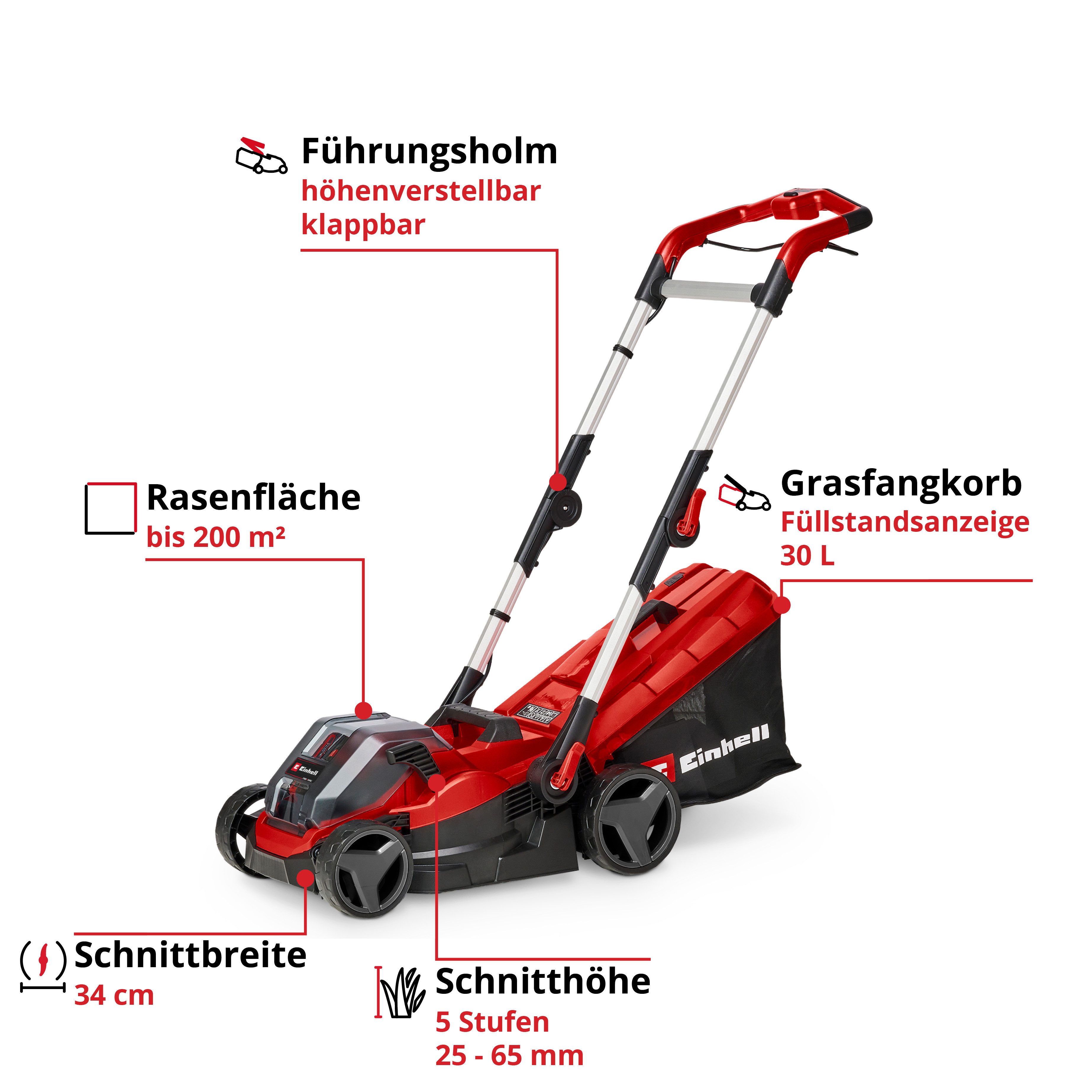 Einhell Akkurasenmäher GE-CM 36/34-1 Li-Solo, 33,5 cm Schnittbreite – Bild 3 von 5