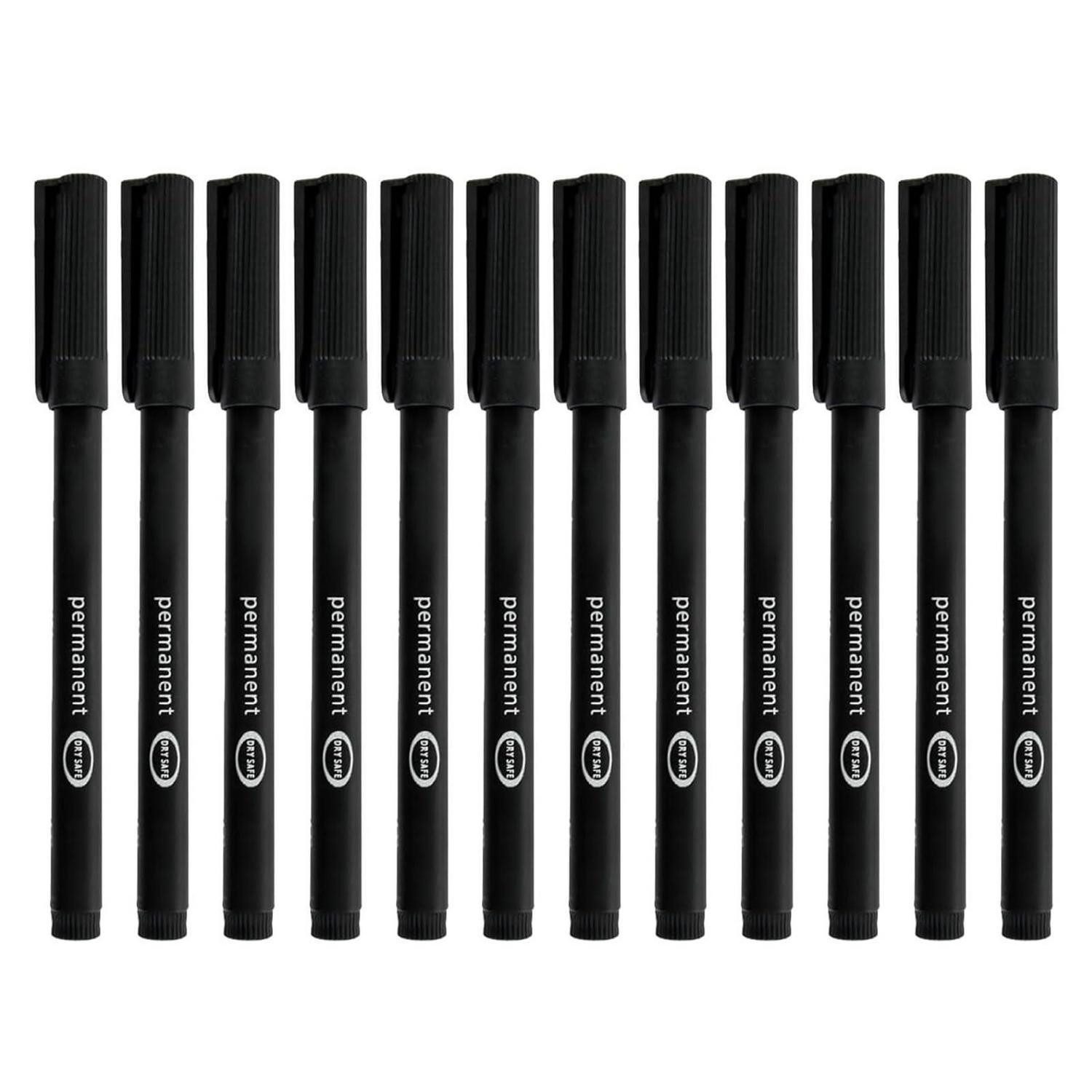 LuxusKollektion Permanentmarker Permanent Marker Schwarz Fein 12er Set Ultrafein