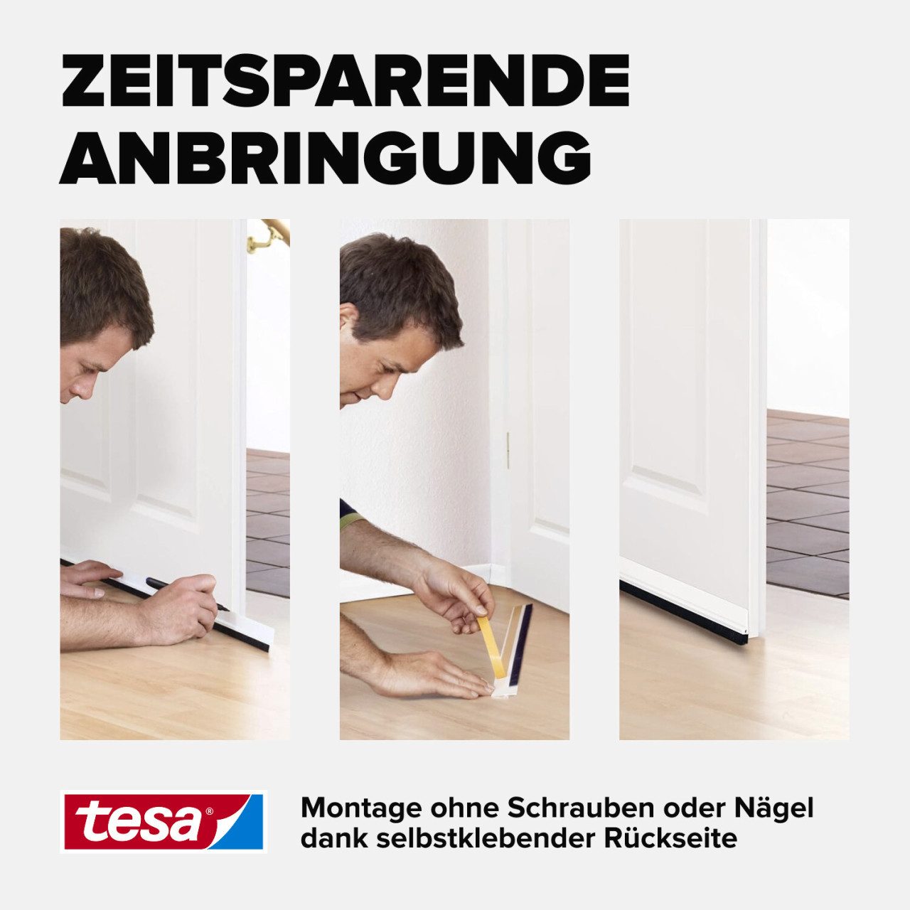 tesa Türbodendichtung tesa Moll Türdichtschiene weiß, für Spalten bis 12 – Bild 5 von 5