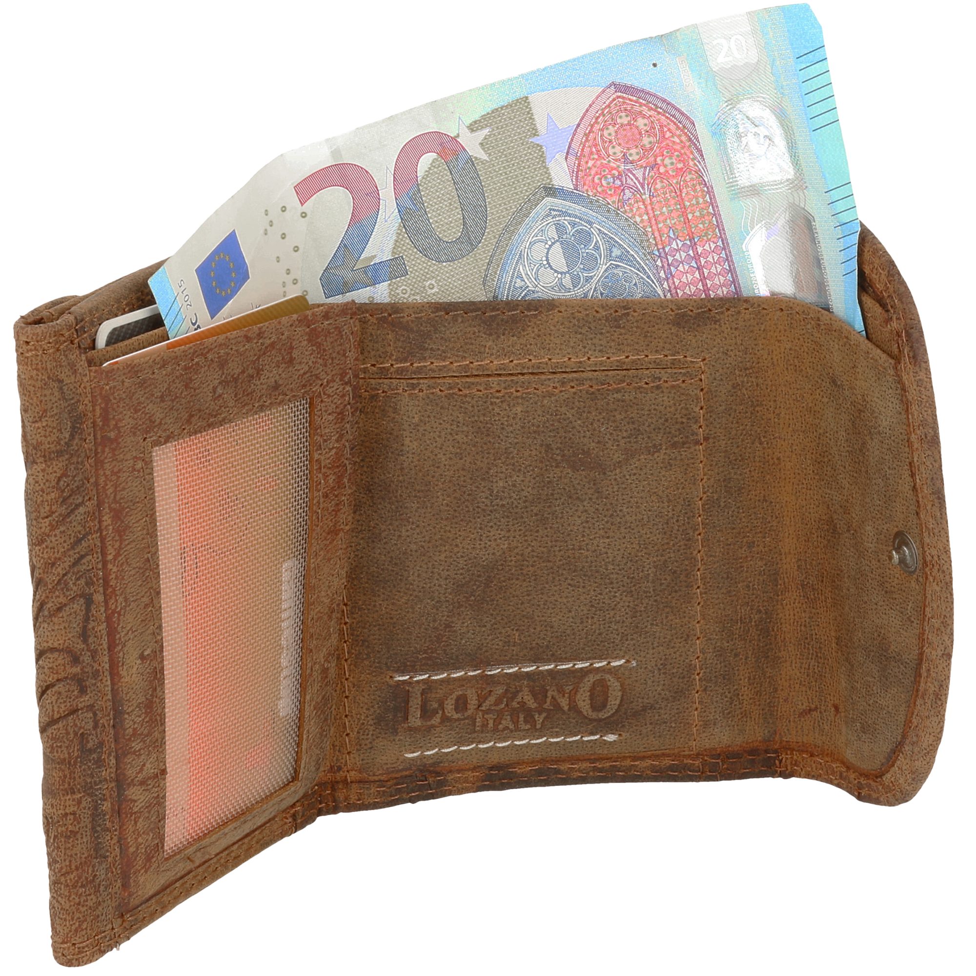 HMT Mini Geldbörse Kleines Portemonnaie Damen Herren (Mini Geldbeutel, aus echtem Leder, in floralem Design), mit RFID Schutz