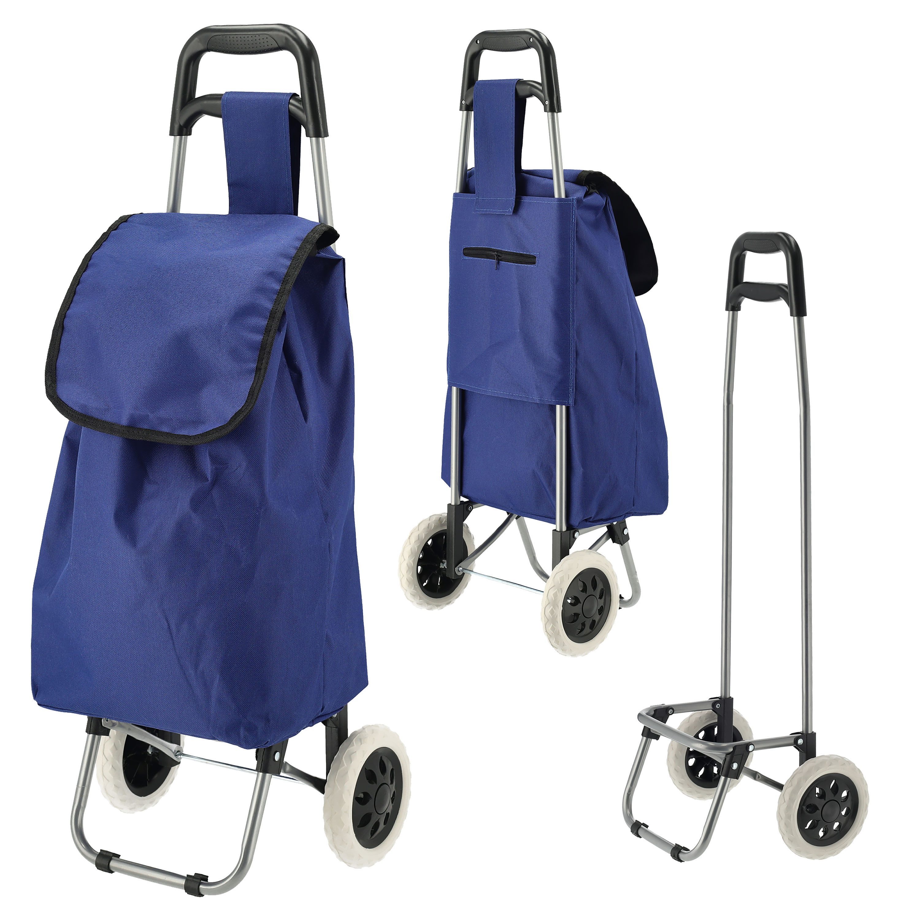 CEPEWA Einkaufstrolley Einkaufstrolley blau 45L 40x92x20cm Polyester Metall Rollen bis 25 kg