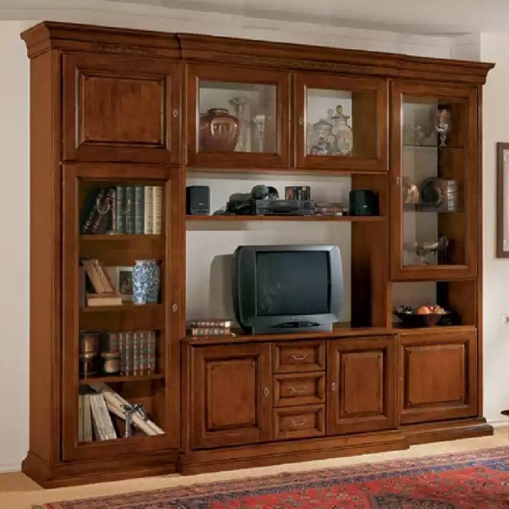 JVmoebel Wohnwand Klassische Wohnmöbel im italienischen Stil aus Holz, (1-St., Wohnwand), Made in Europa