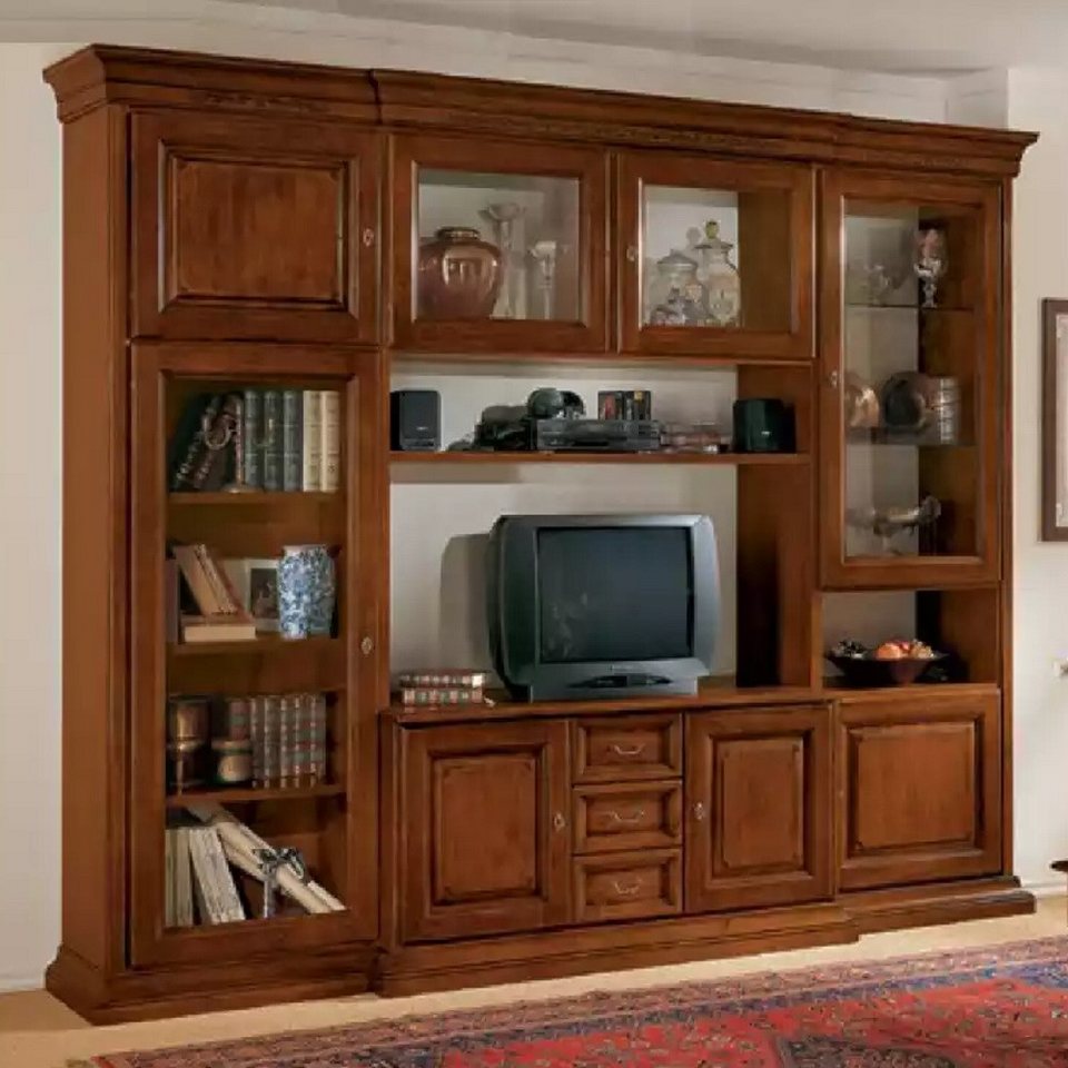 jvmoebel wohnwand wohnzimmer möbel wohnwand klassisch italienischer stil  holz möbel neu, (1-st., wohnwand), made in europa