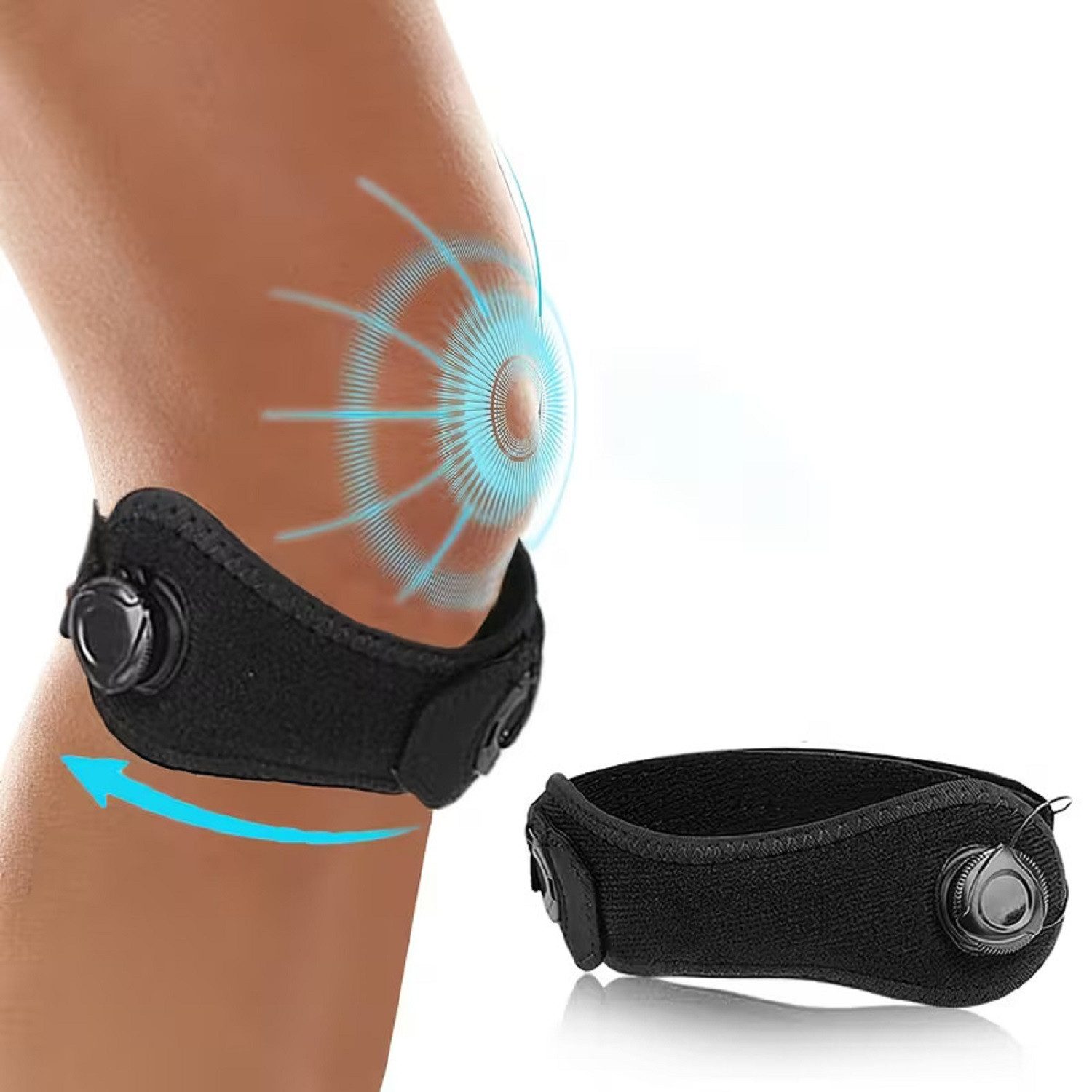 COOL-i ® Kniebandage Patella Knieband mit Drehverschluss (1 Stück), universelle Kniebandage zur Unterstützung der Kniescheibe